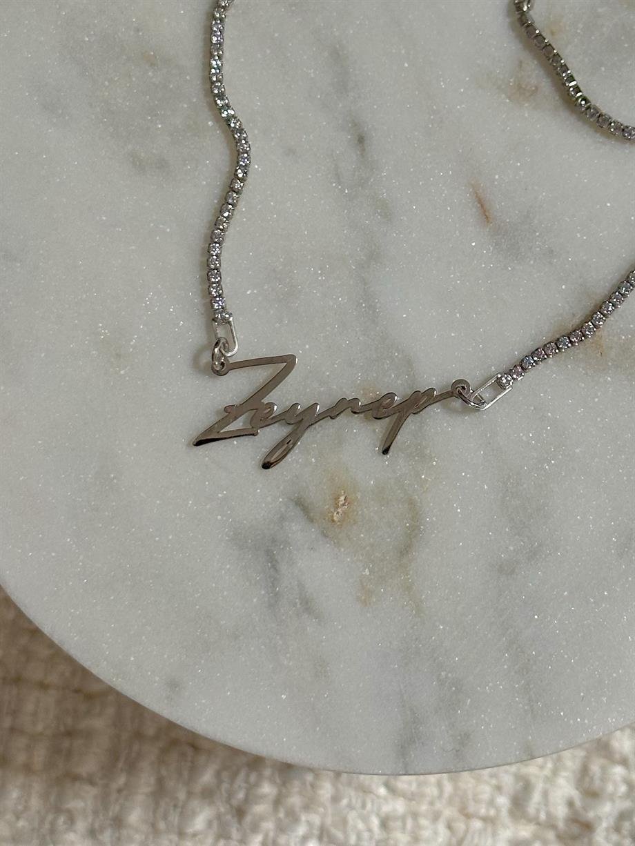 Su Yolu İsim Kolye - 925 Ayar Gümüş