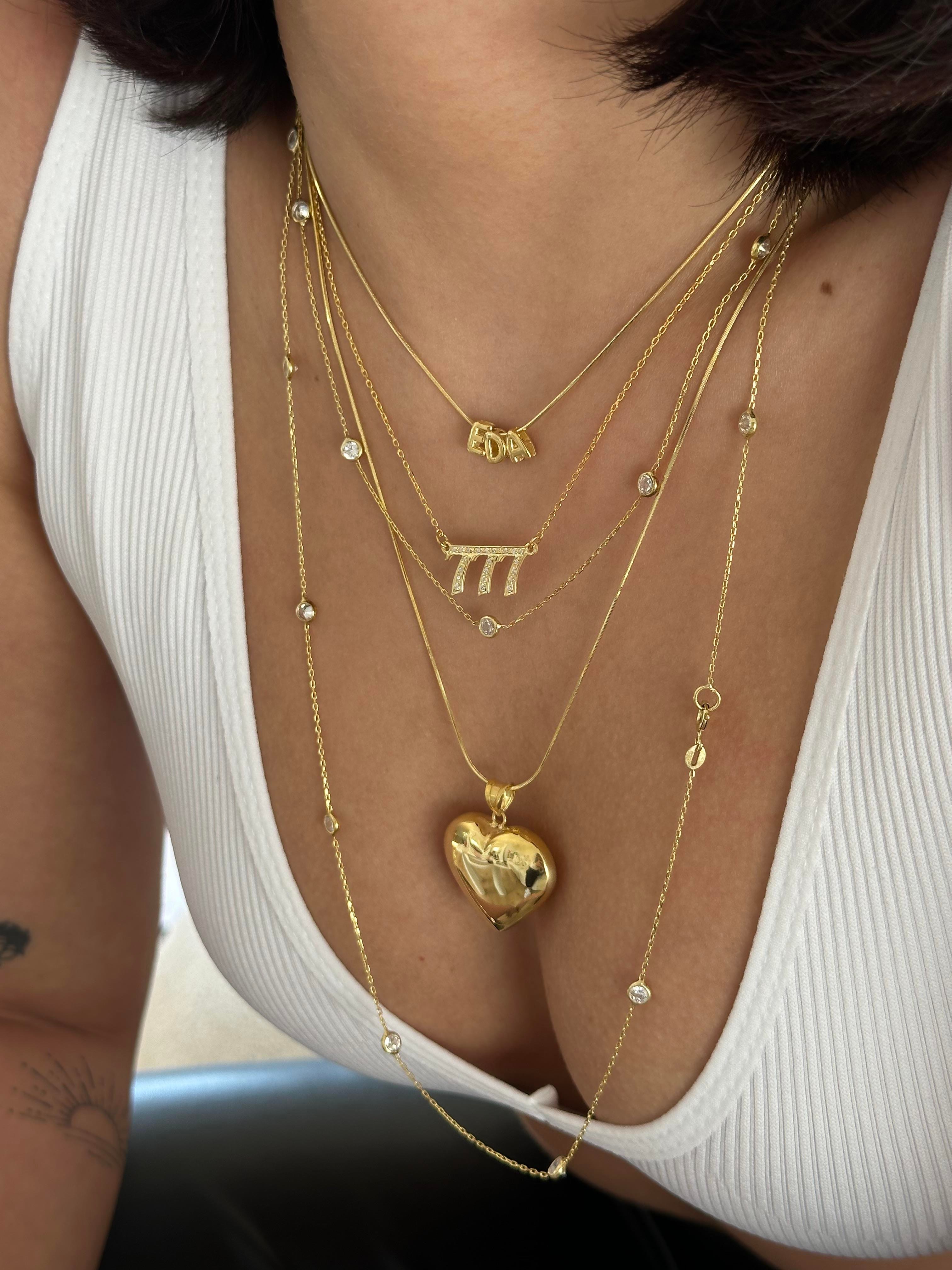 Taşlı Melek Sayısı Kolye  - 925 Ayar Gümüş