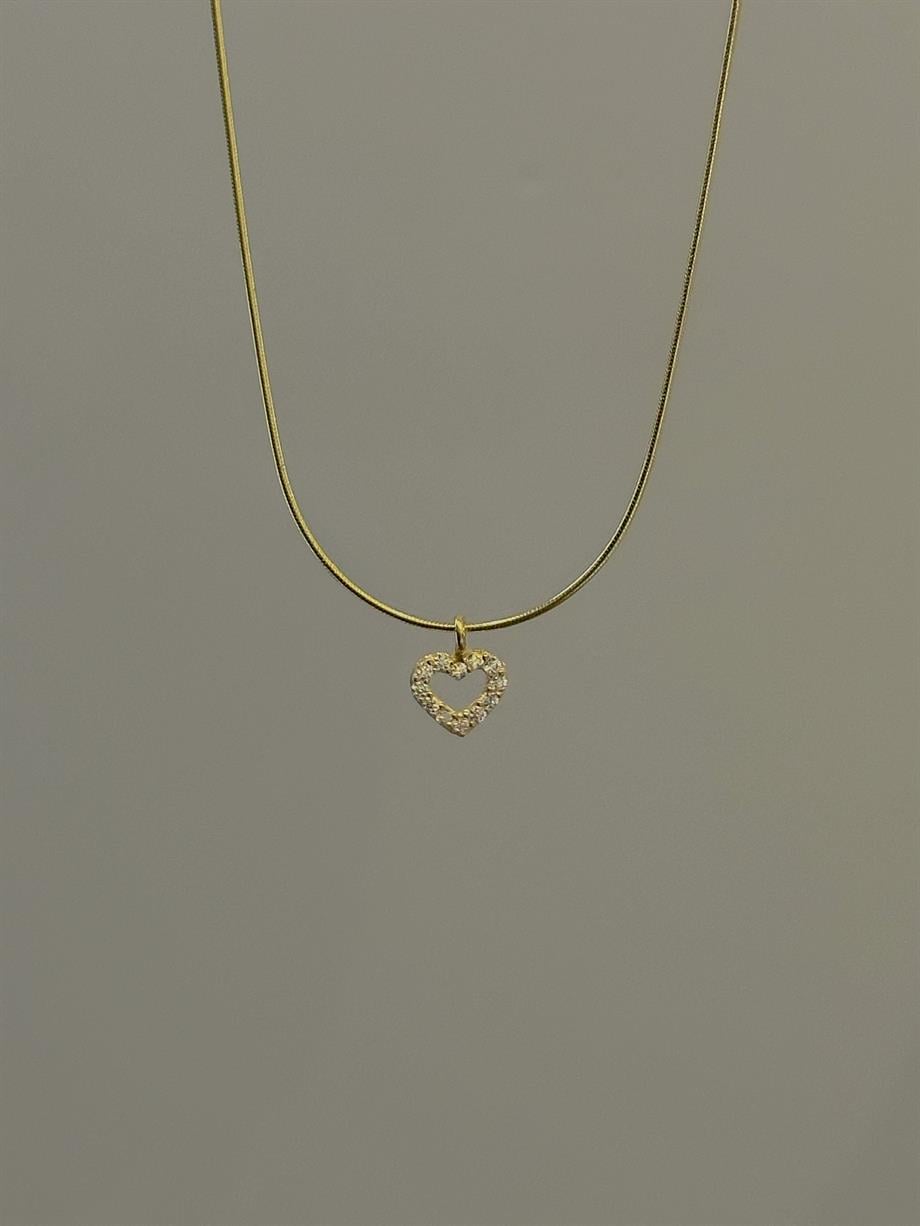 Taşlı Mini Kalp Kolye - 925 Ayar Gümüş