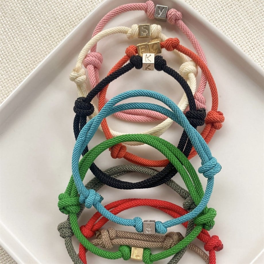 Zar Harfli İp Bileklik - 925 Ayar Gümüş