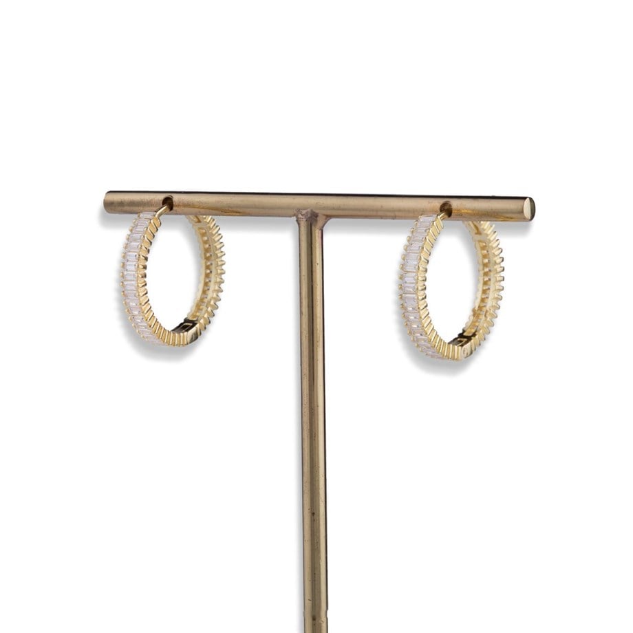 Zircon Taşlı Halka Küpe - Çift - 925 Ayar Gümüş