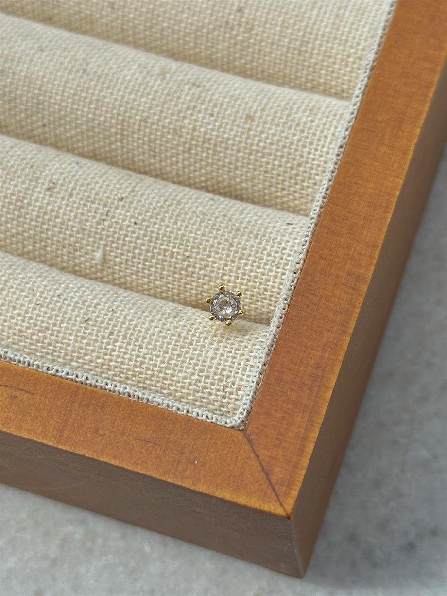 Zircon Taşlı Piercing - 925 Ayar Gümüş