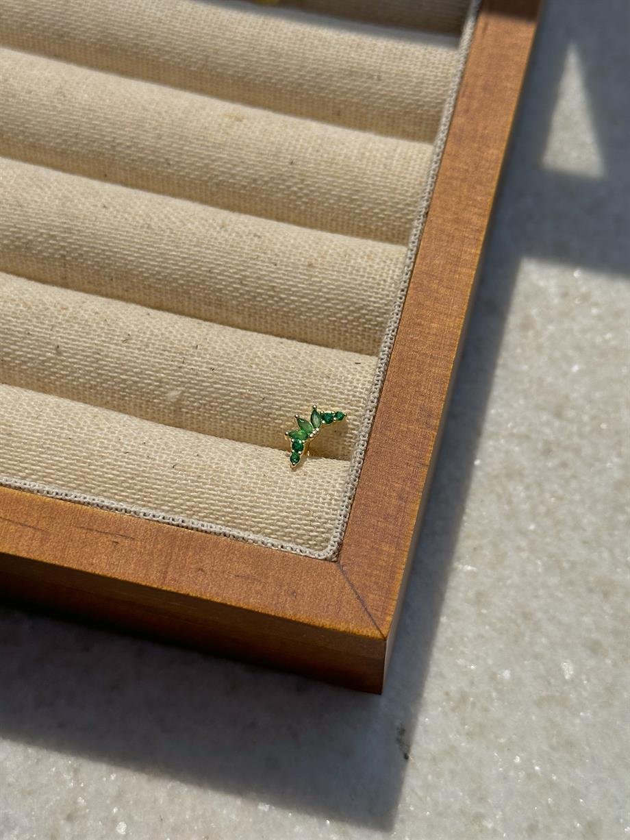 Zircon Taşlı Piercing - 925 Ayar Gümüş