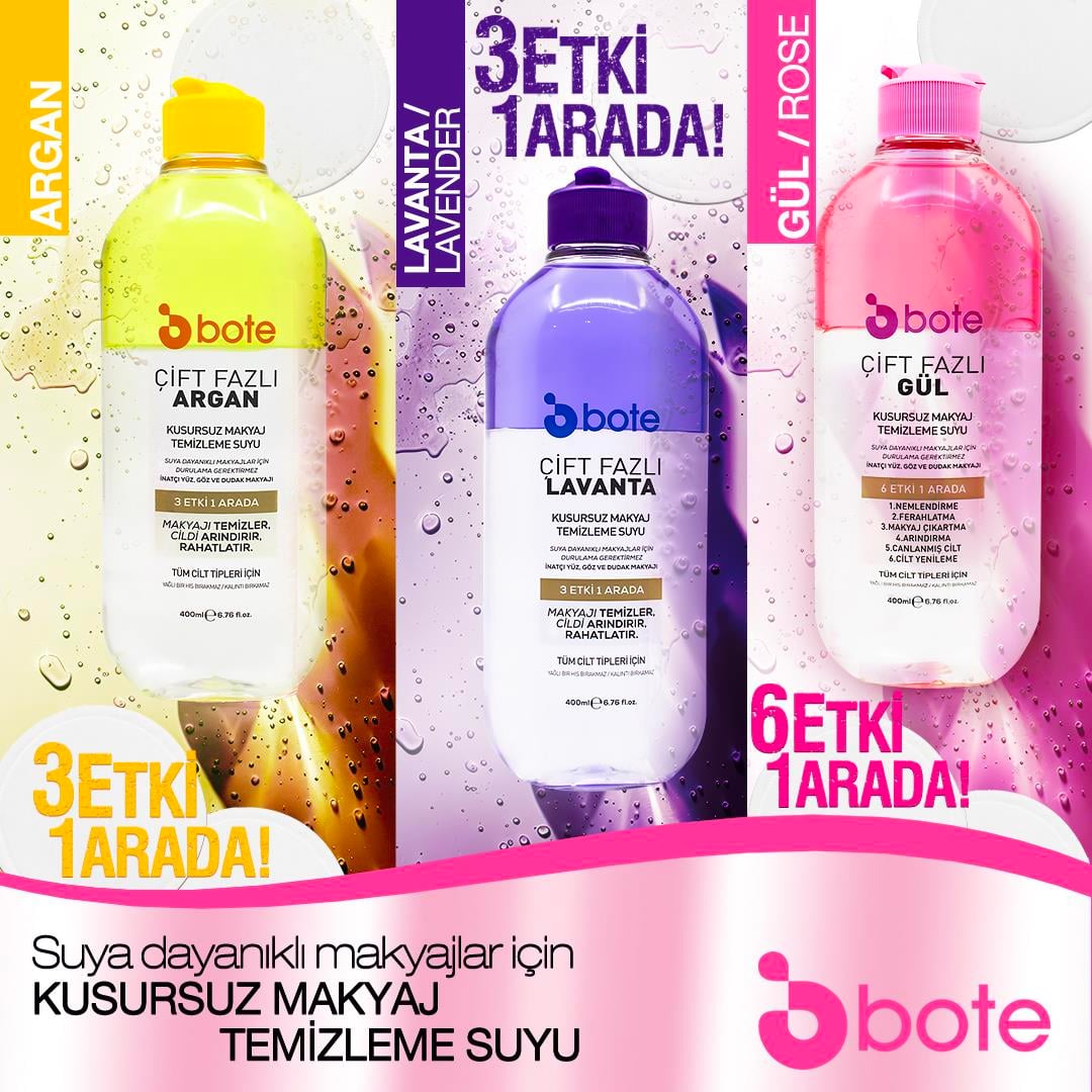 BoteBOTE ÇİFT FAZLI ARGAN MAKYAJ TEMİZLEME SUYU