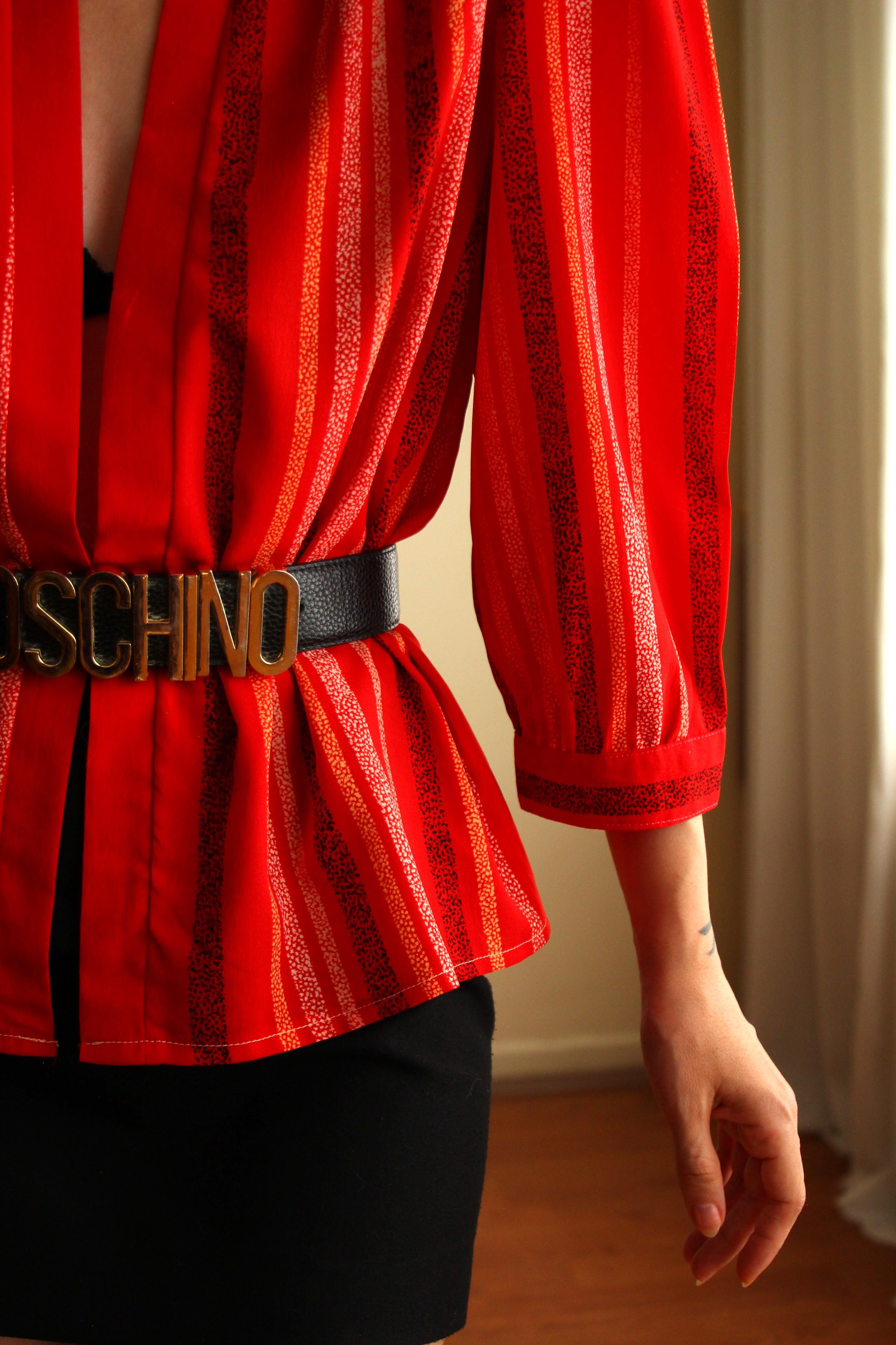 1970s Hand Tailored Kırmızı Vintage Bluz 