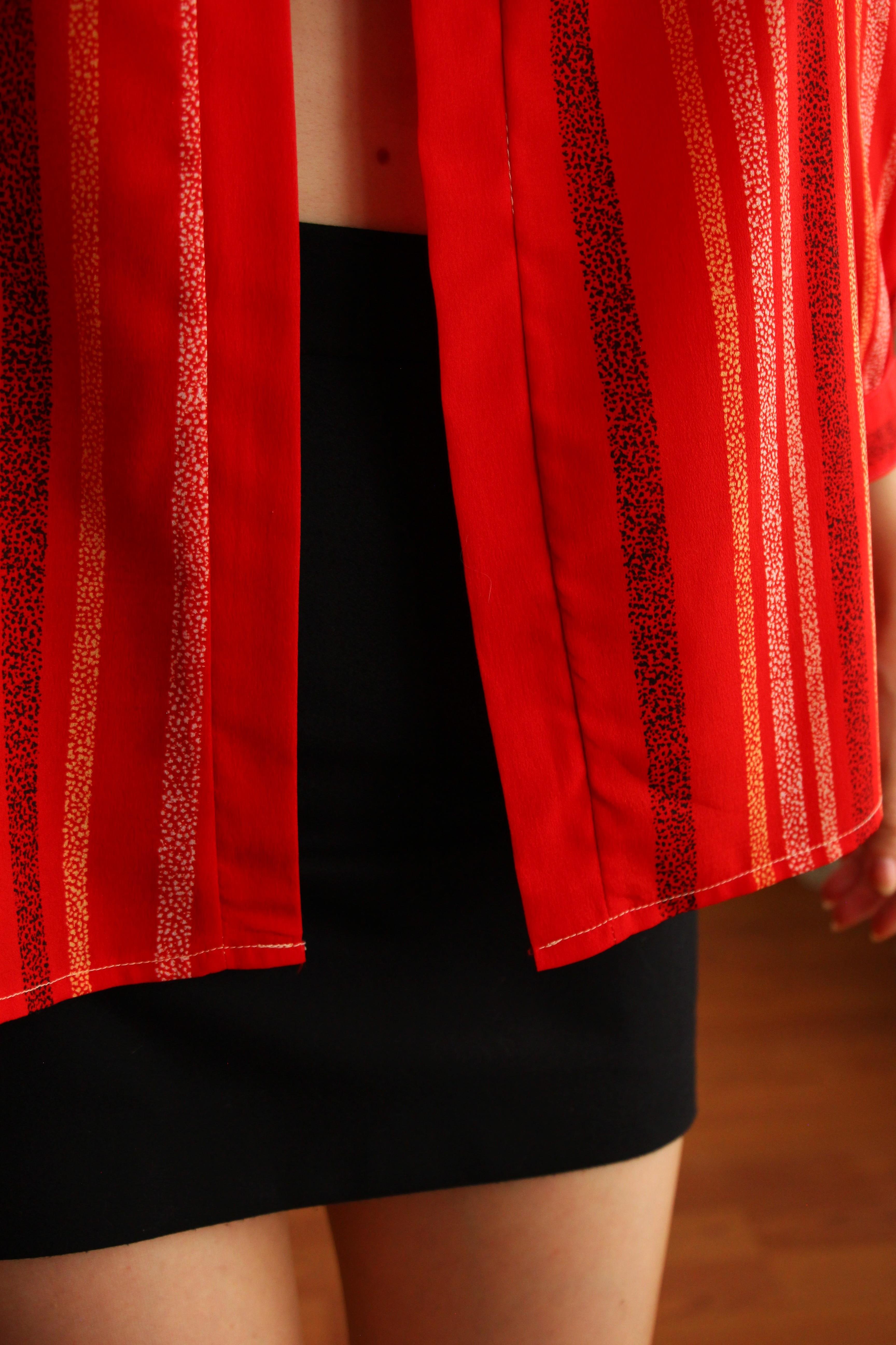 1970s Hand Tailored Kırmızı Vintage Bluz 