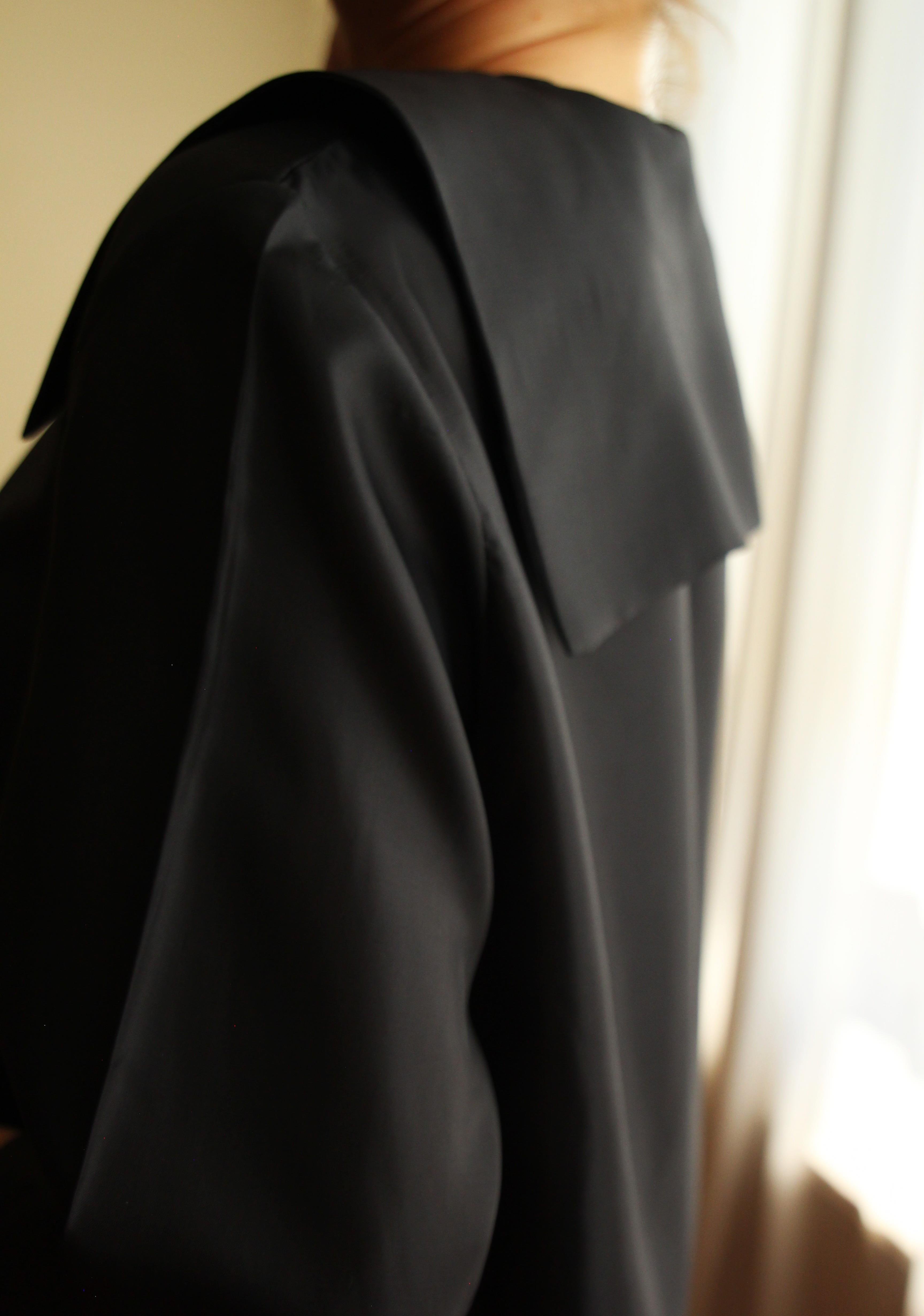 1980s Cırtlı Basic Siyah Tunik Elbise