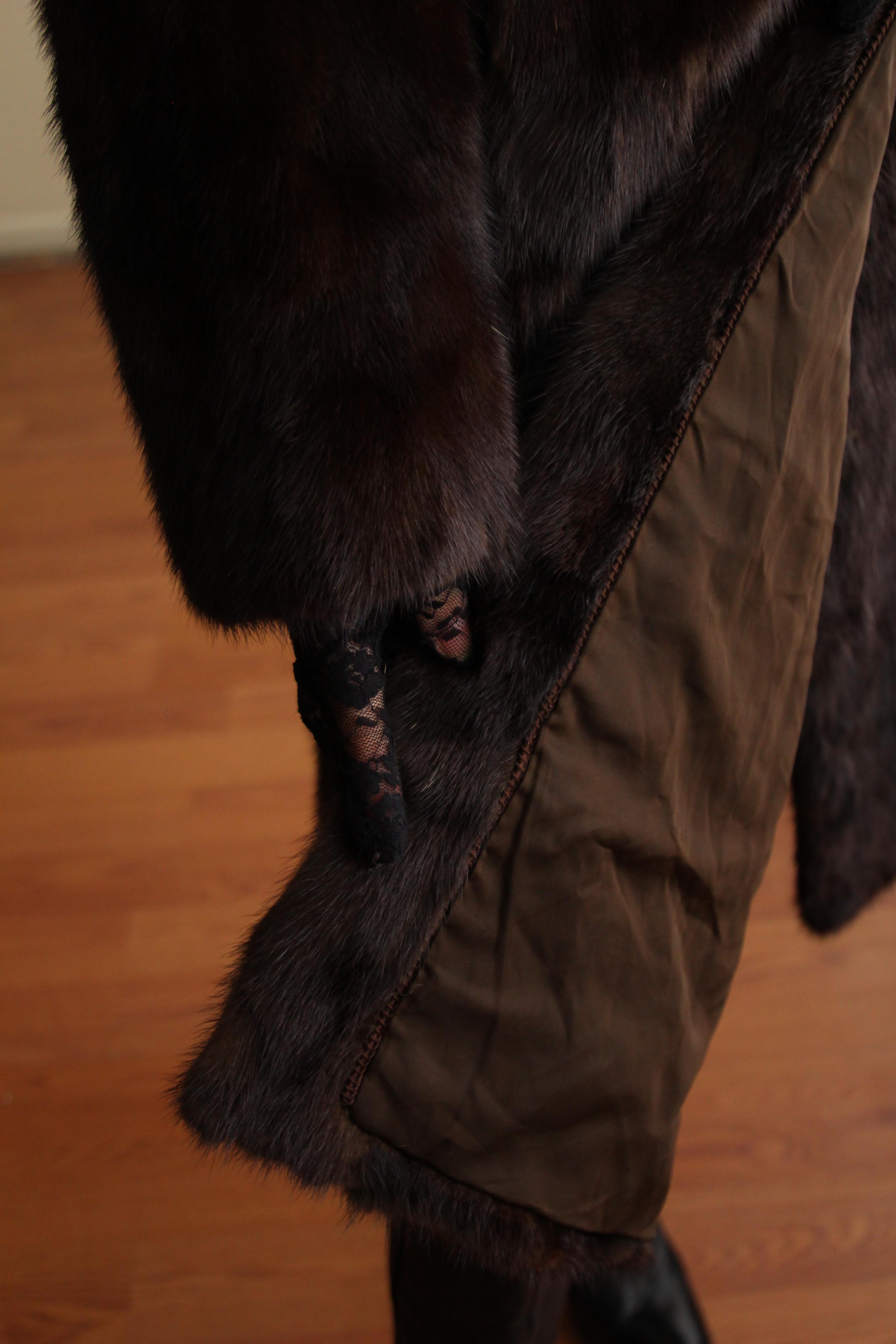 1980s Custom Made Dark Brown Orjinal Mink Real Fur
