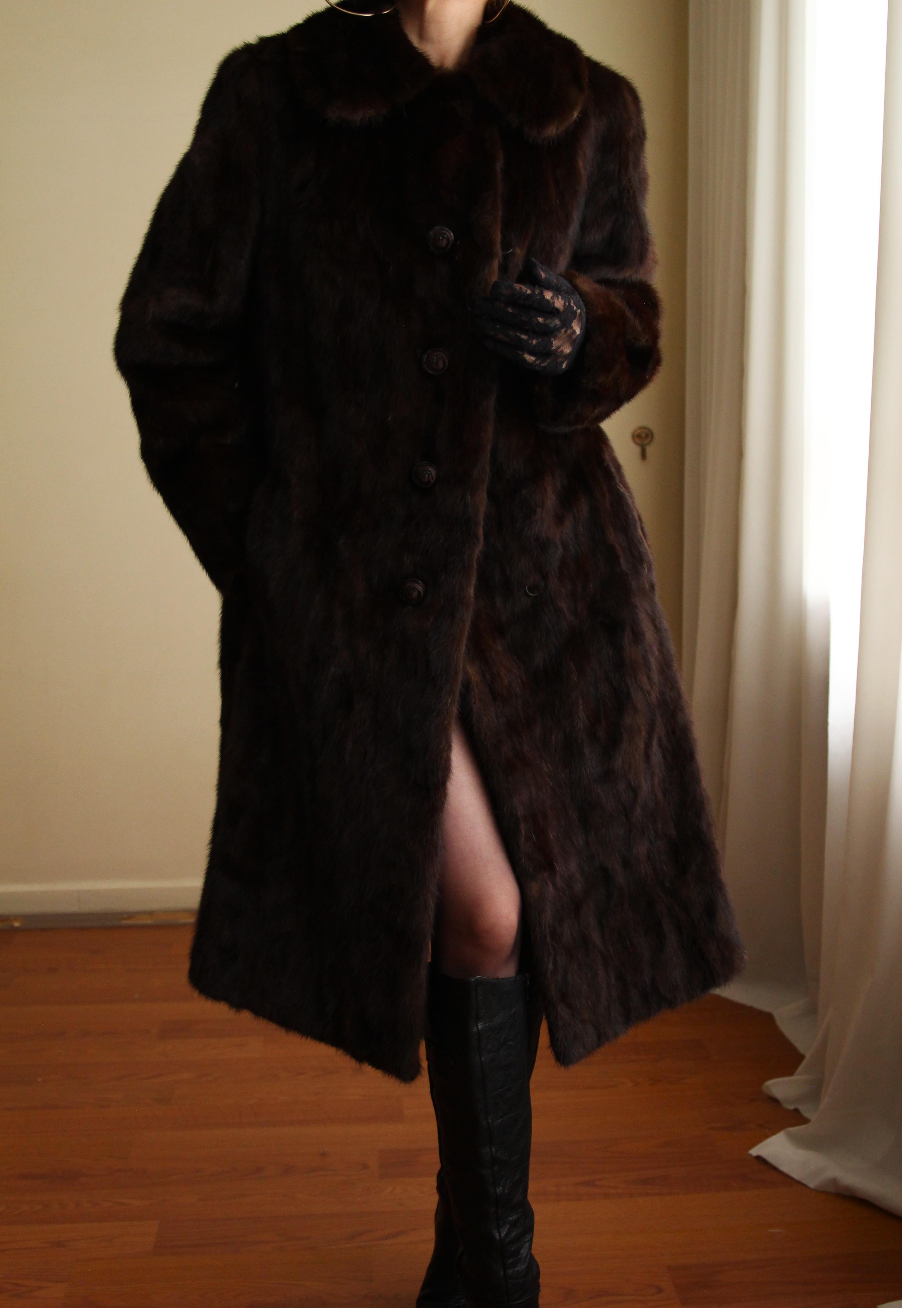 1980s Custom Made Dark Brown Orjinal Mink Real Fur