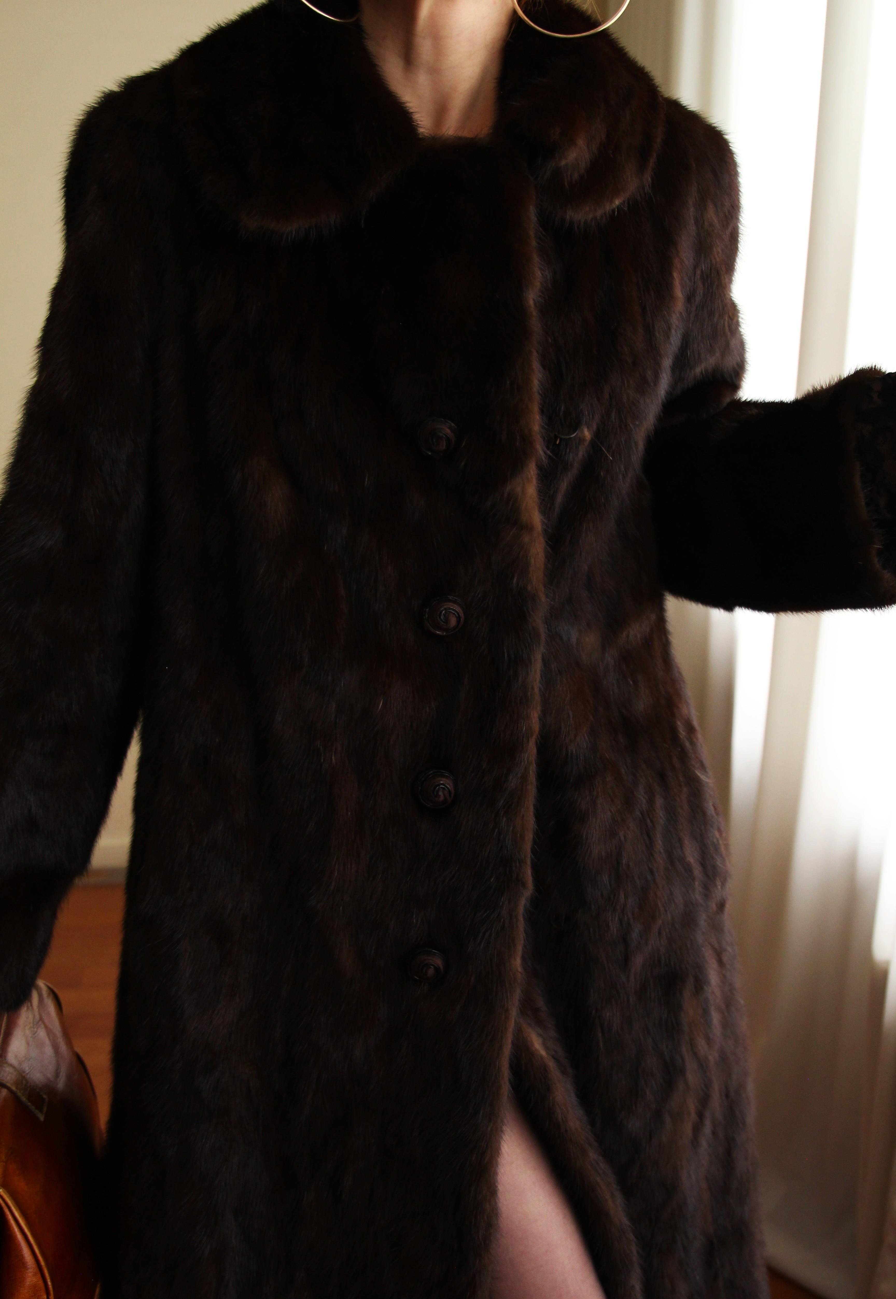 1980s Custom Made Dark Brown Orjinal Mink Real Fur