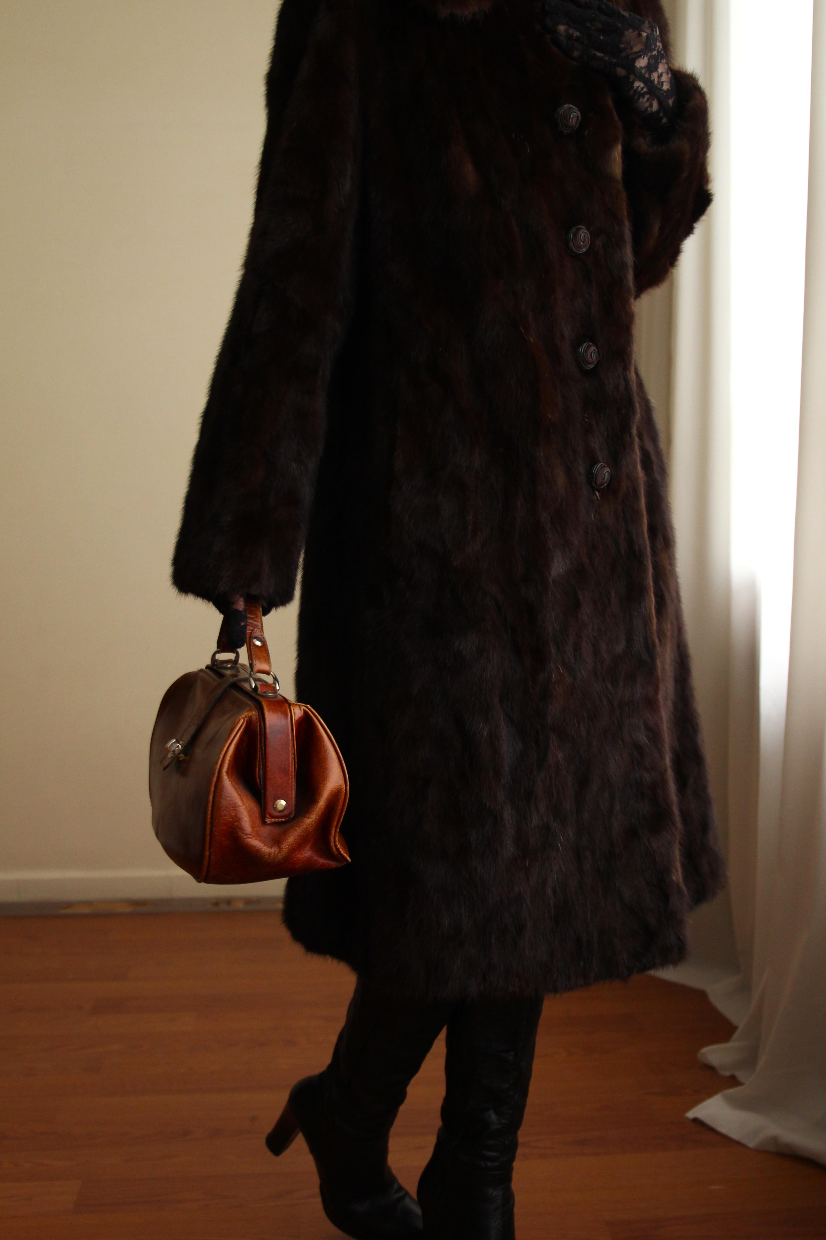 1980s Custom Made Dark Brown Orjinal Mink Real Fur