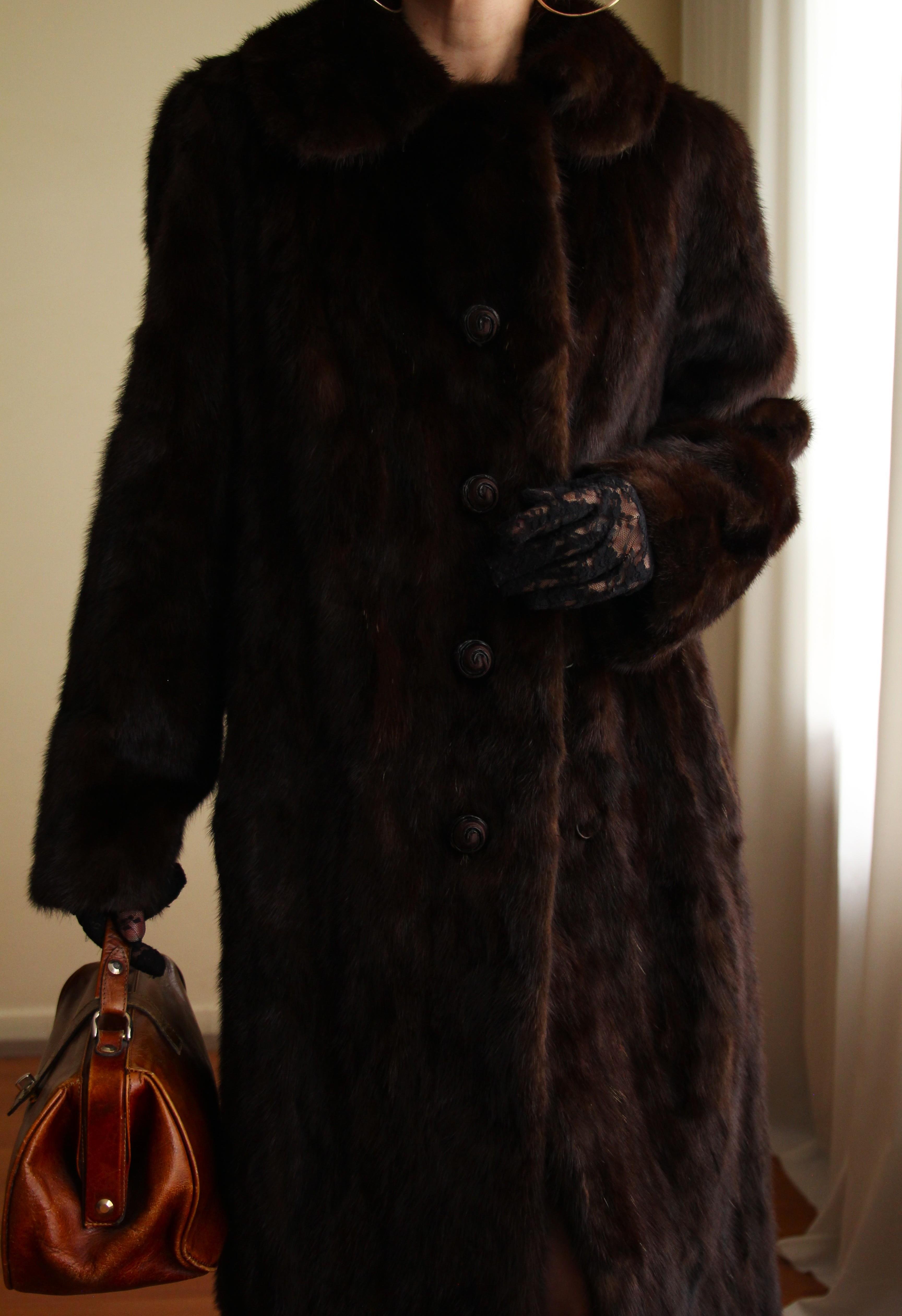 1980s Custom Made Dark Brown Orjinal Mink Real Fur