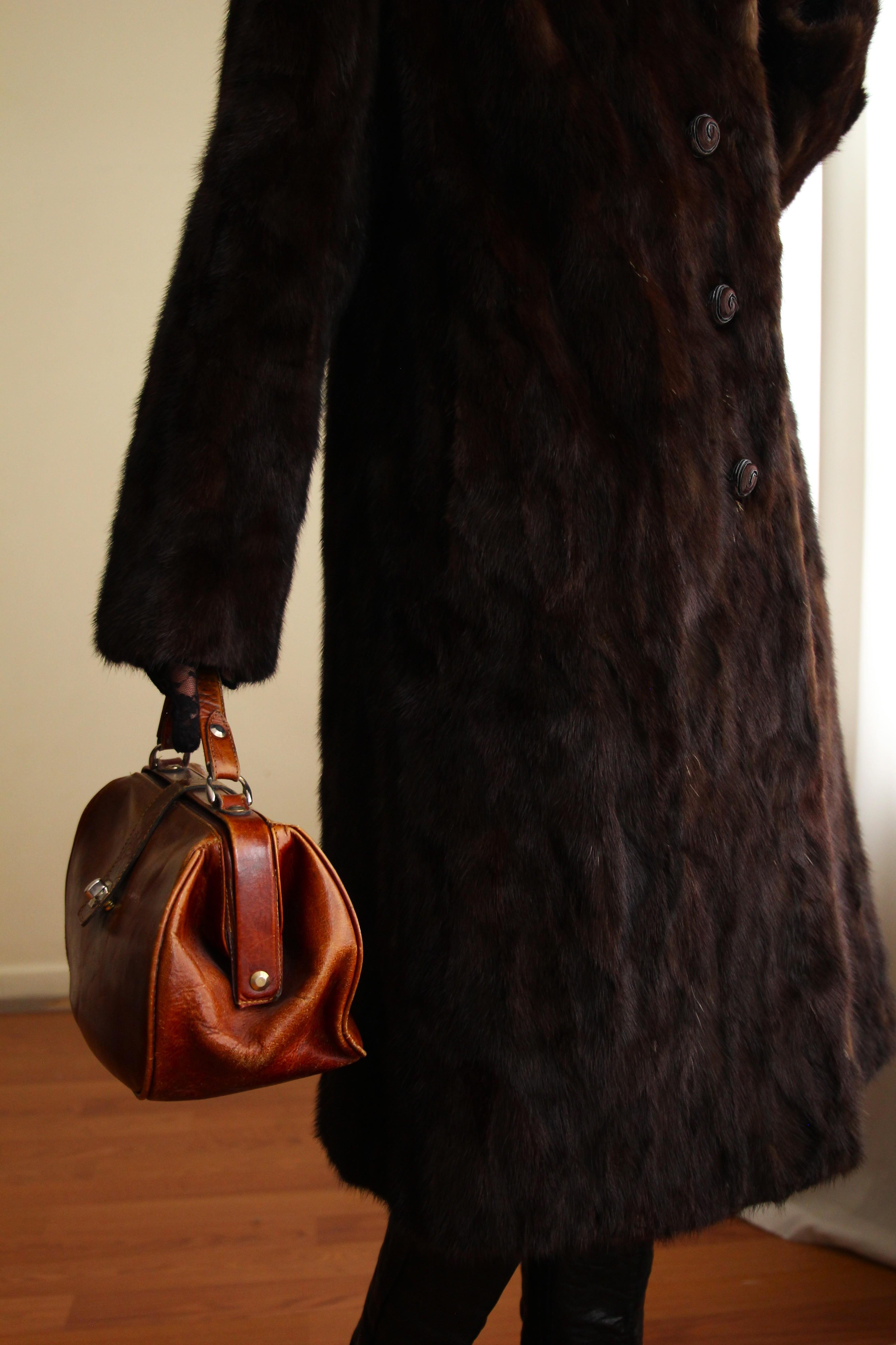 1980s Custom Made Dark Brown Orjinal Mink Real Fur
