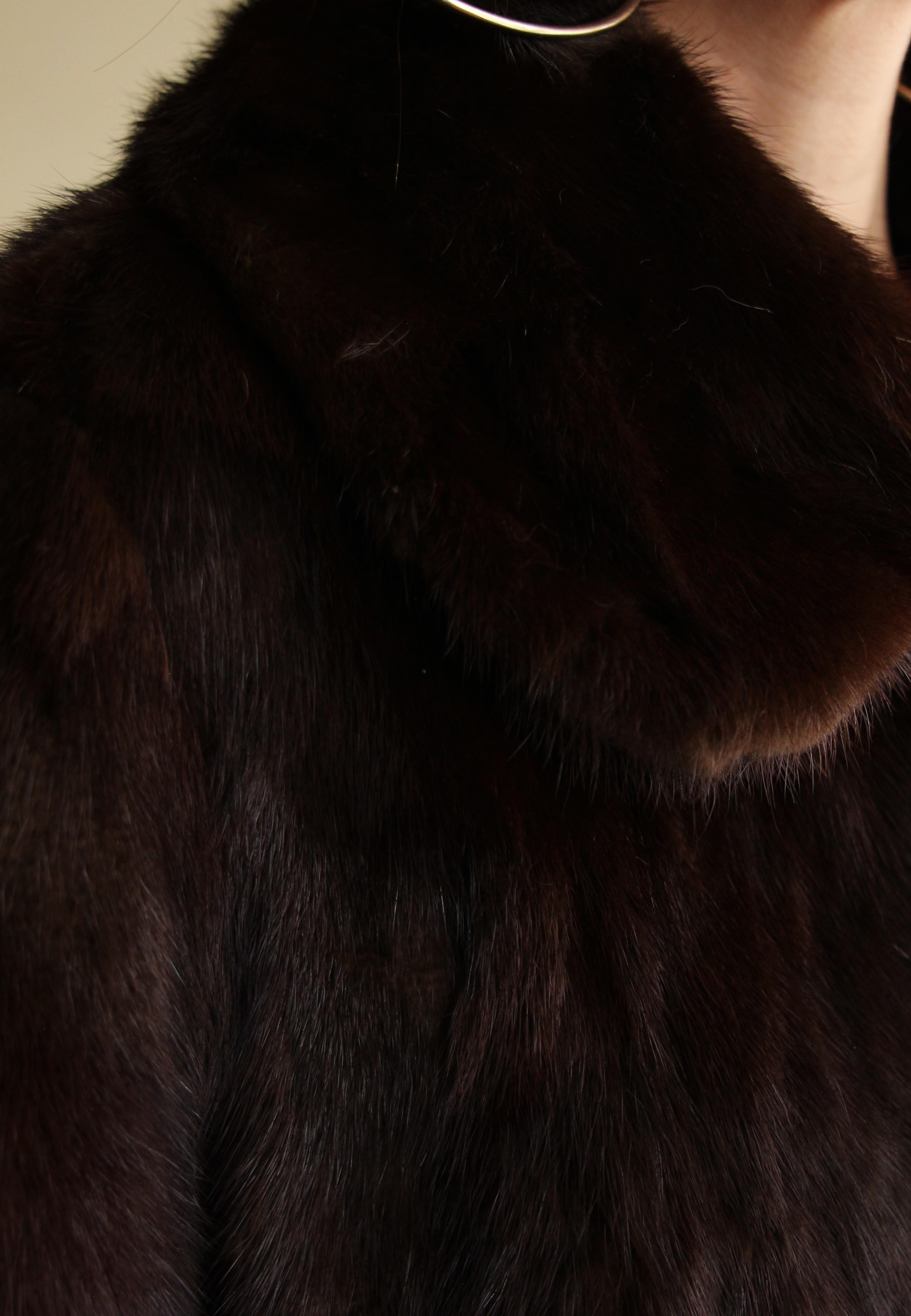 1980s Custom Made Dark Brown Orjinal Mink Real Fur