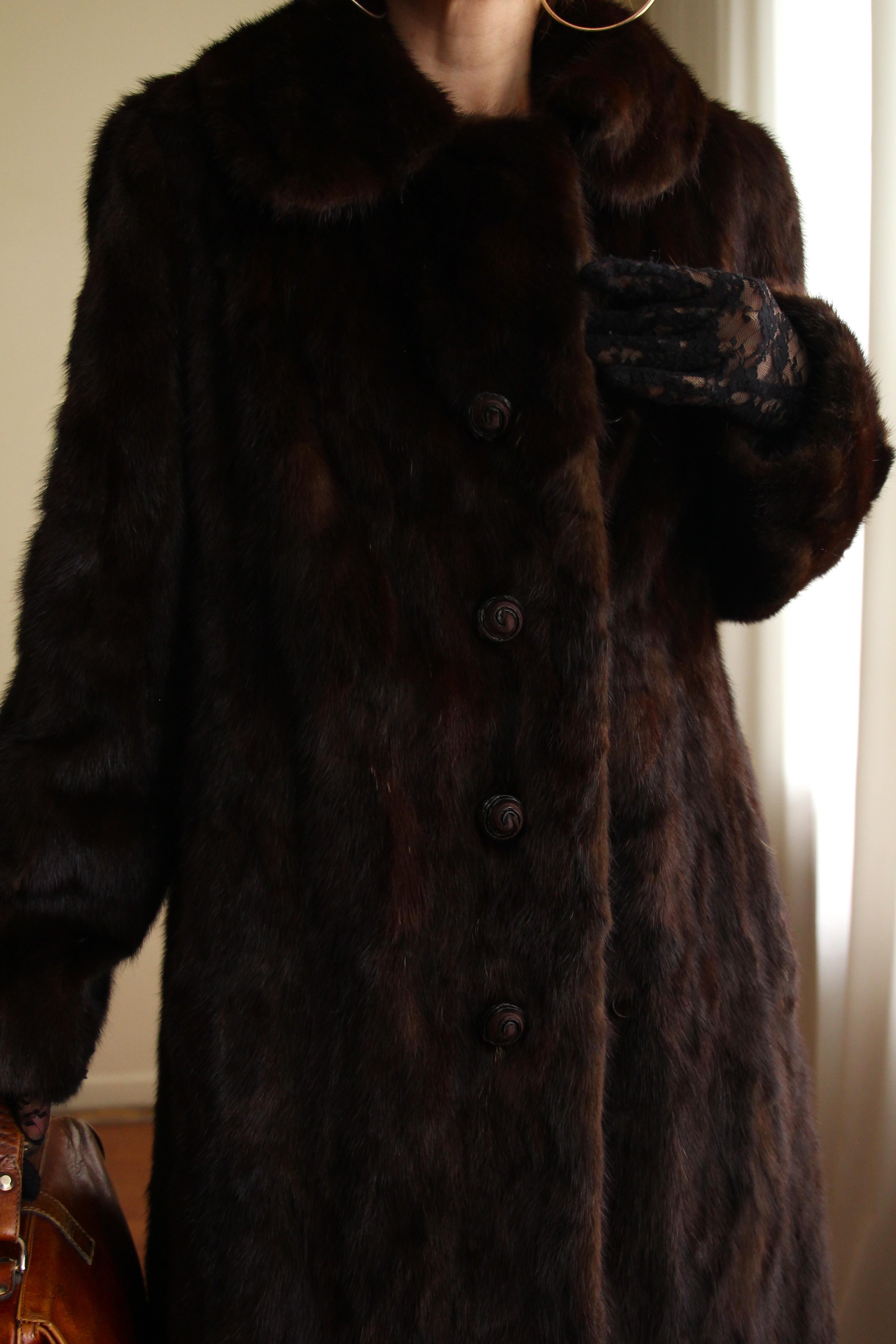 1980s Custom Made Dark Brown Orjinal Mink Real Fur