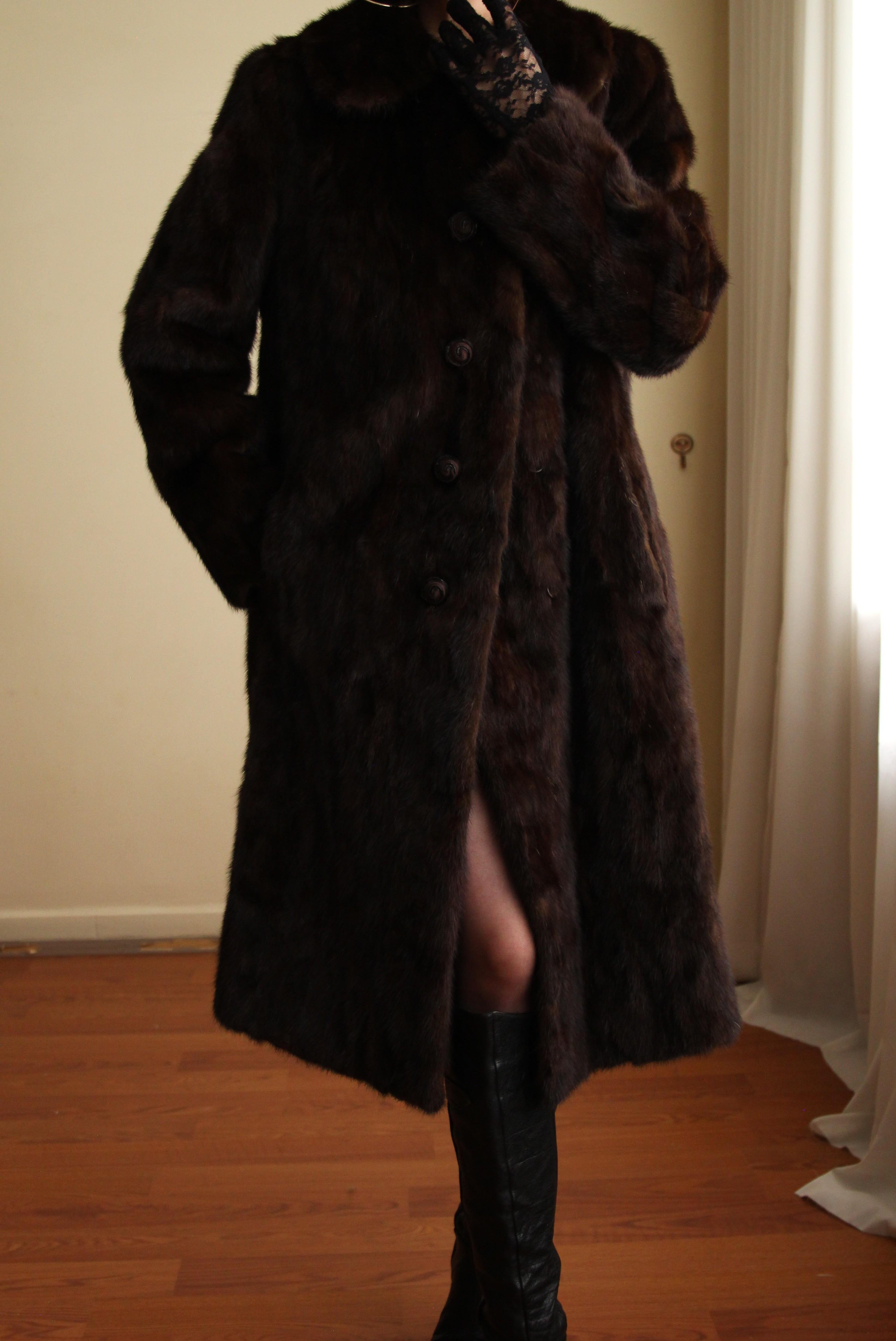 1980s Custom Made Dark Brown Orjinal Mink Real Fur