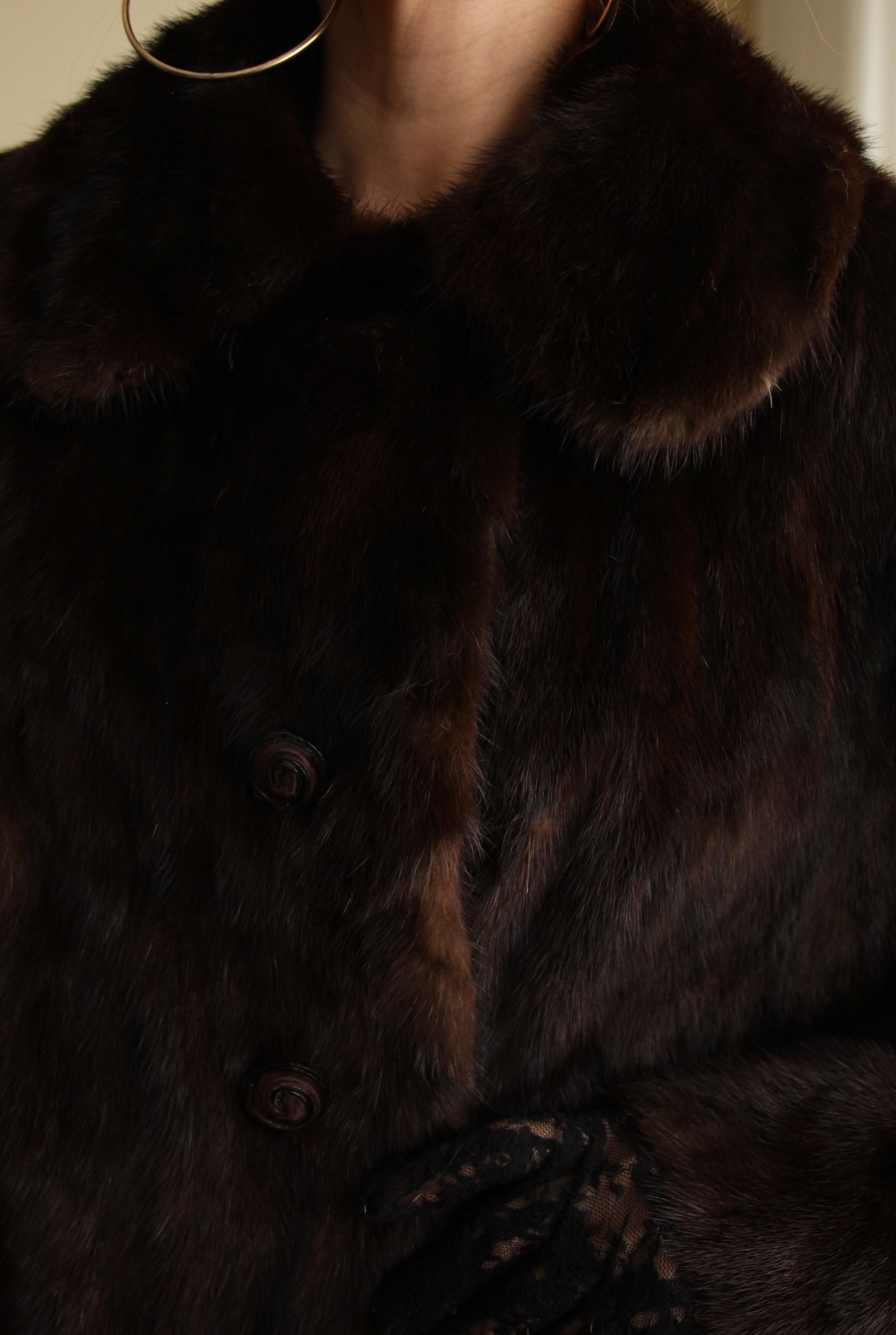 1980s Custom Made Dark Brown Orjinal Mink Real Fur