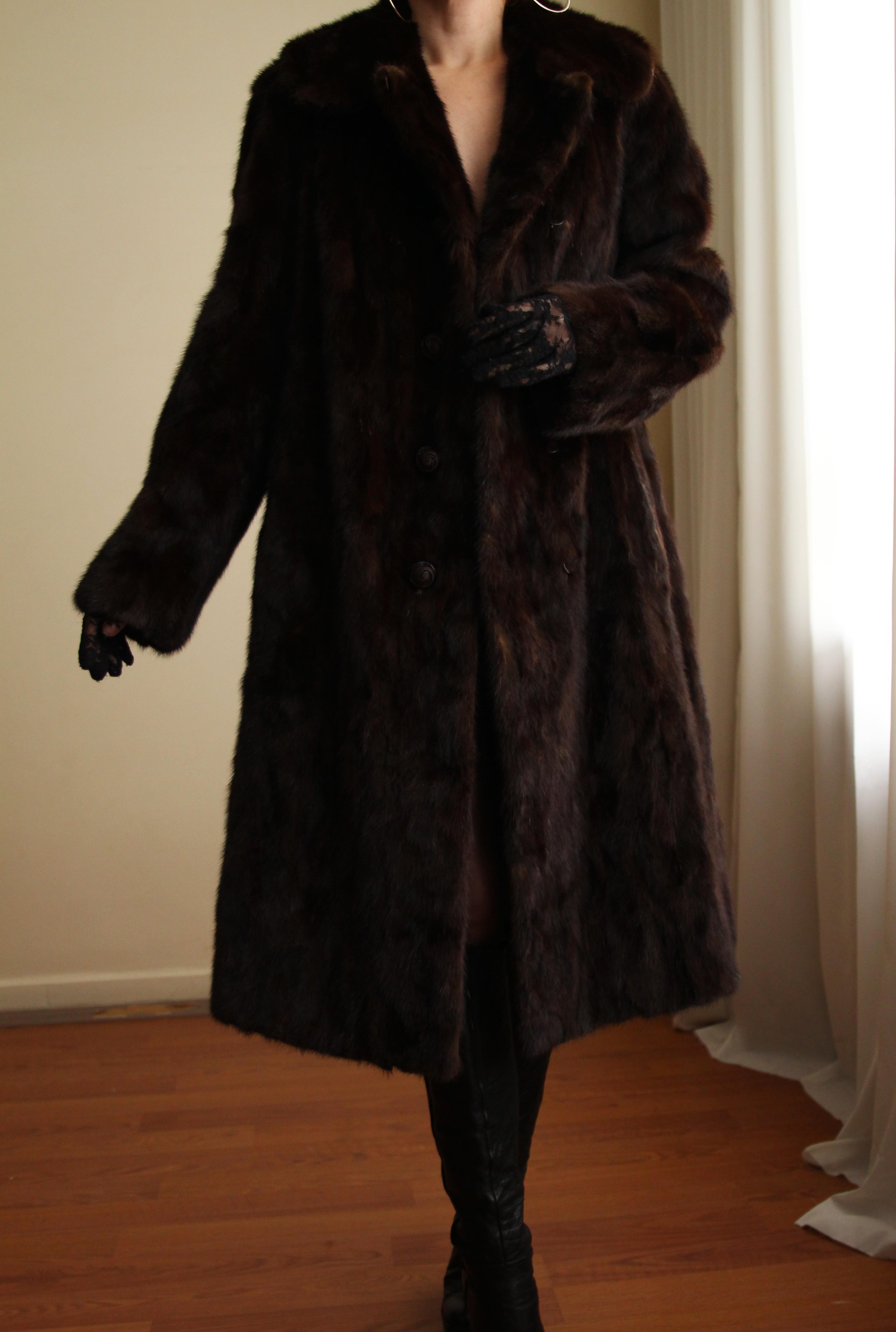 1980s Custom Made Dark Brown Orjinal Mink Real Fur