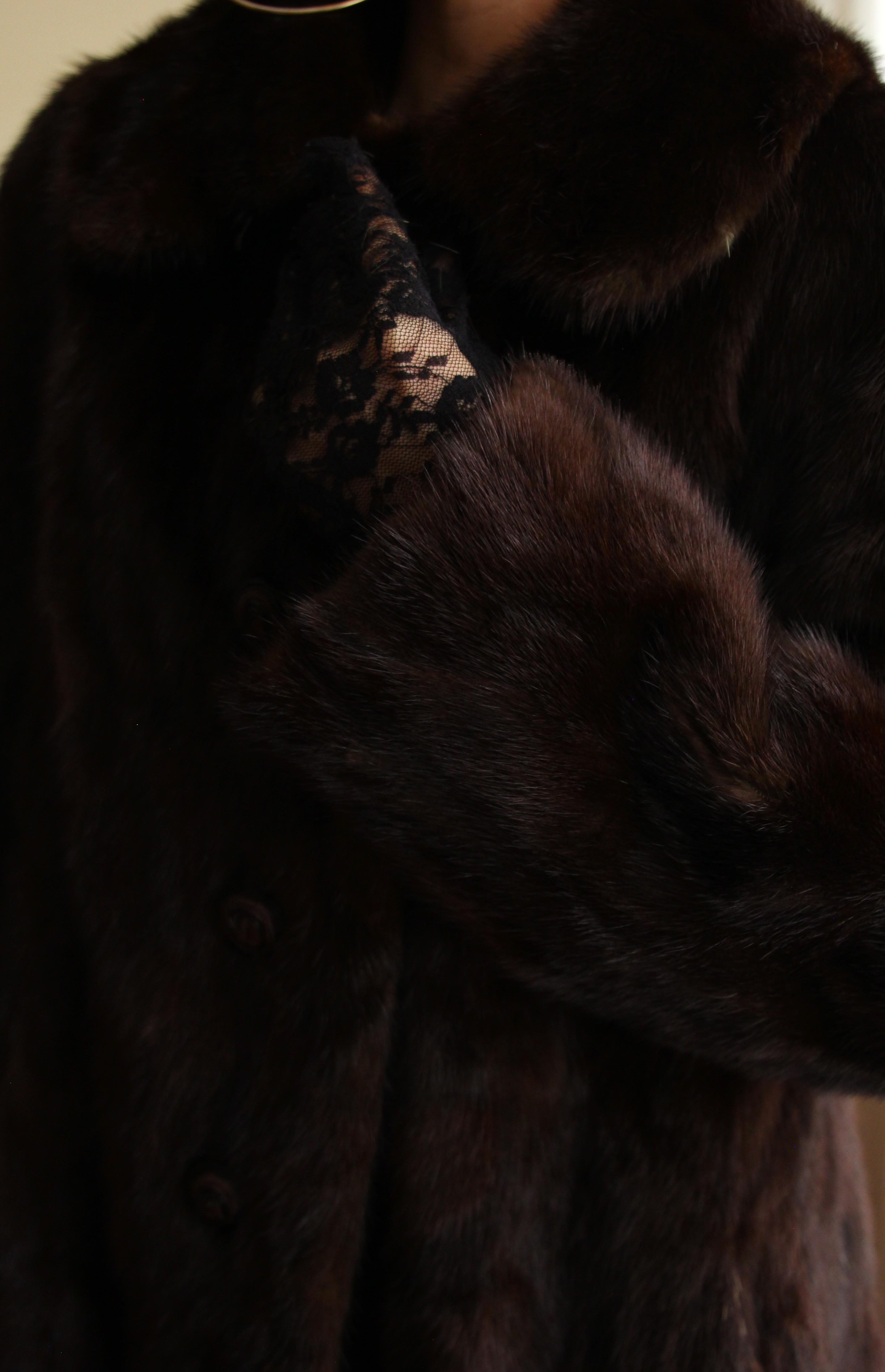 1980s Custom Made Dark Brown Orjinal Mink Real Fur