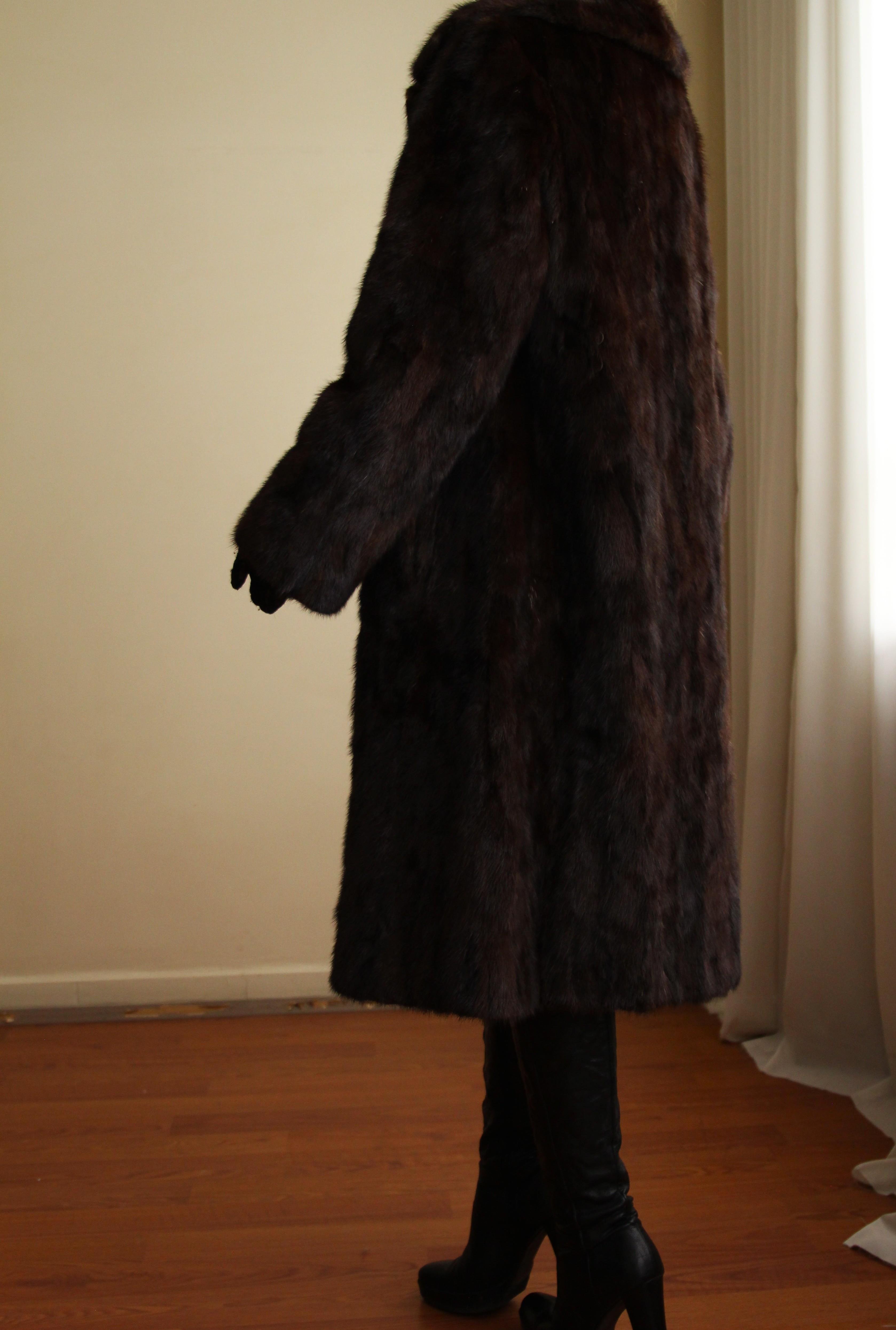 1980s Custom Made Dark Brown Orjinal Mink Real Fur