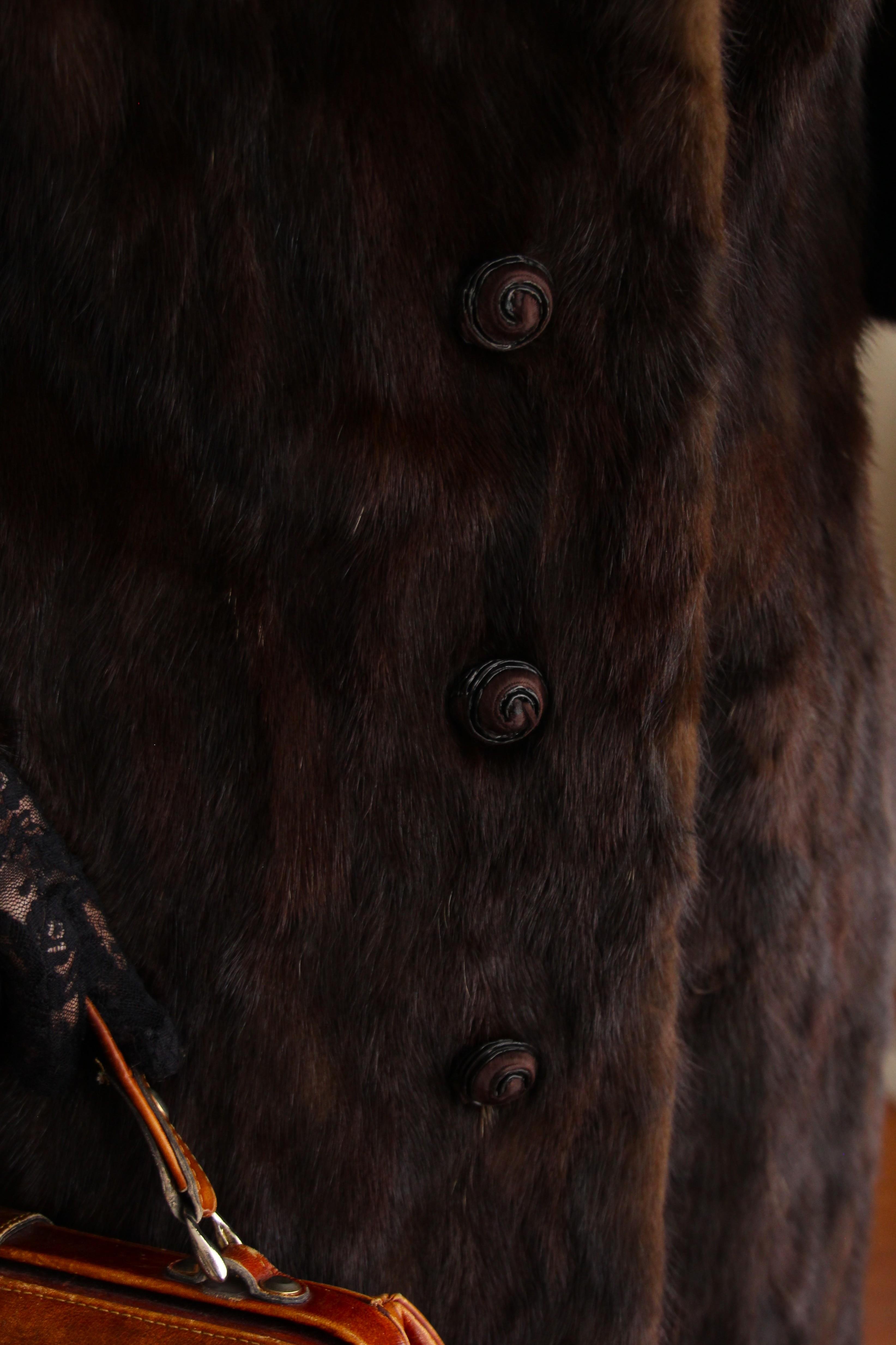 1980s Custom Made Dark Brown Orjinal Mink Real Fur