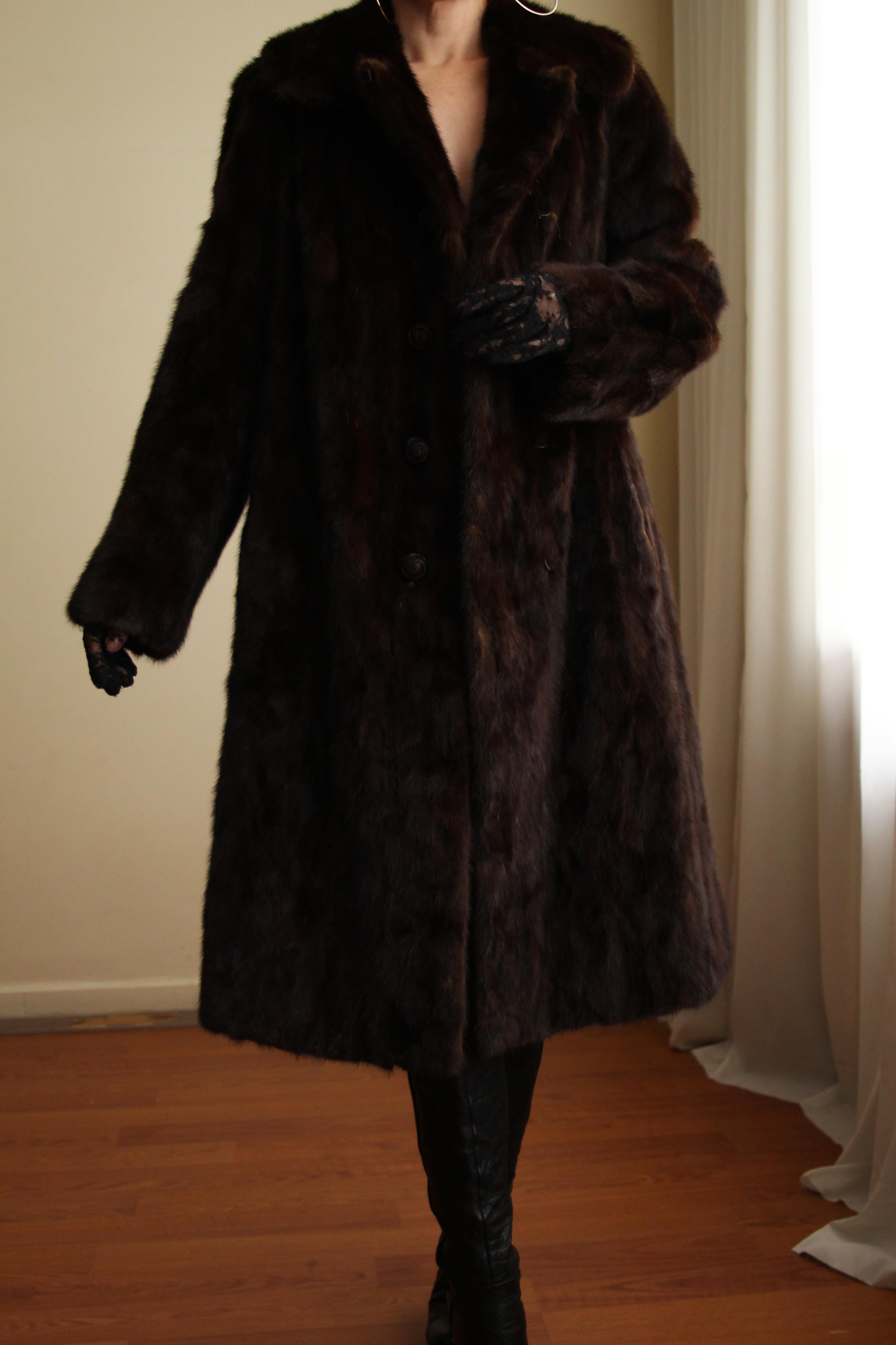 1980s Custom Made Dark Brown Orjinal Mink Real Fur