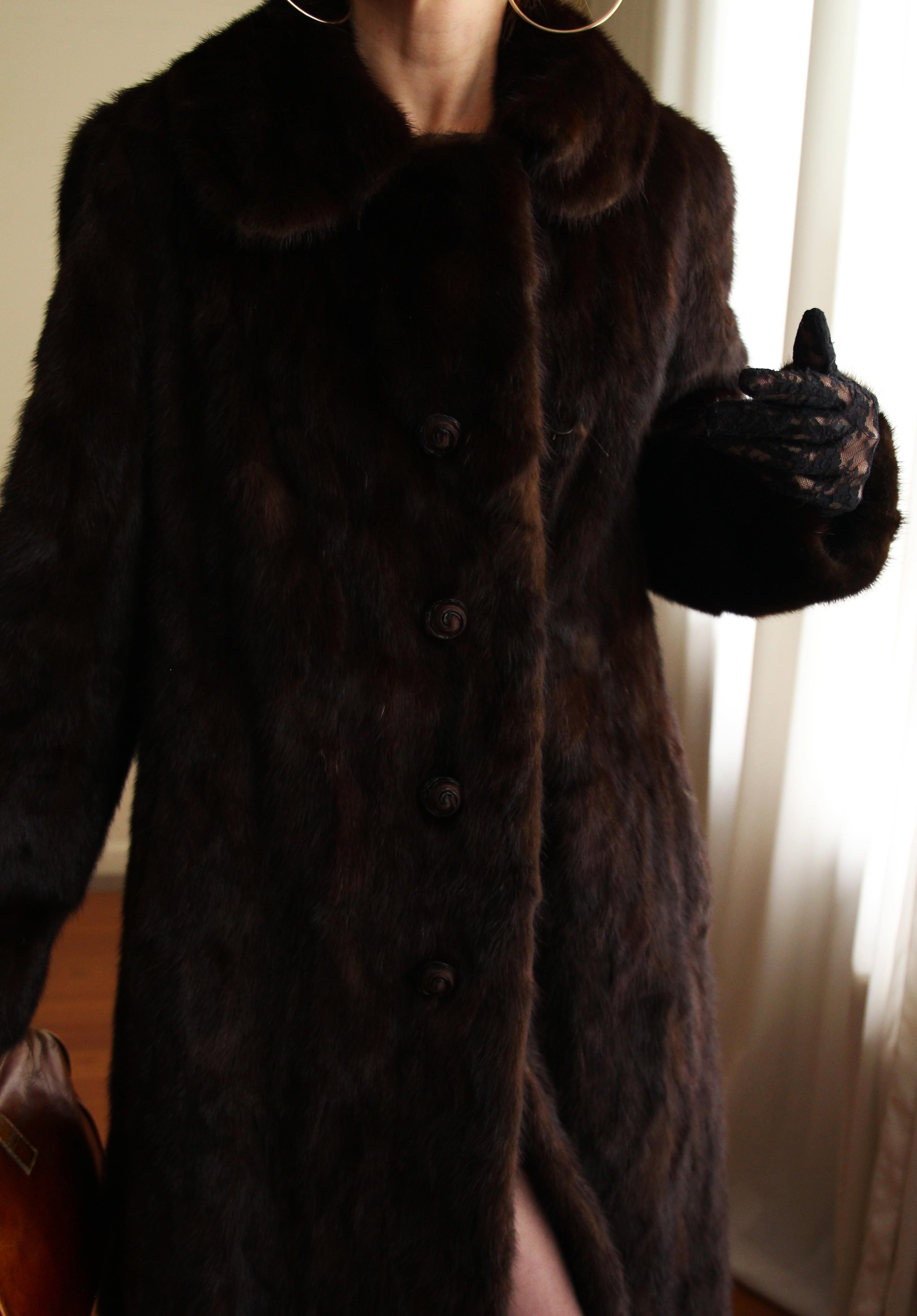 1980s Custom Made Dark Brown Orjinal Mink Real Fur