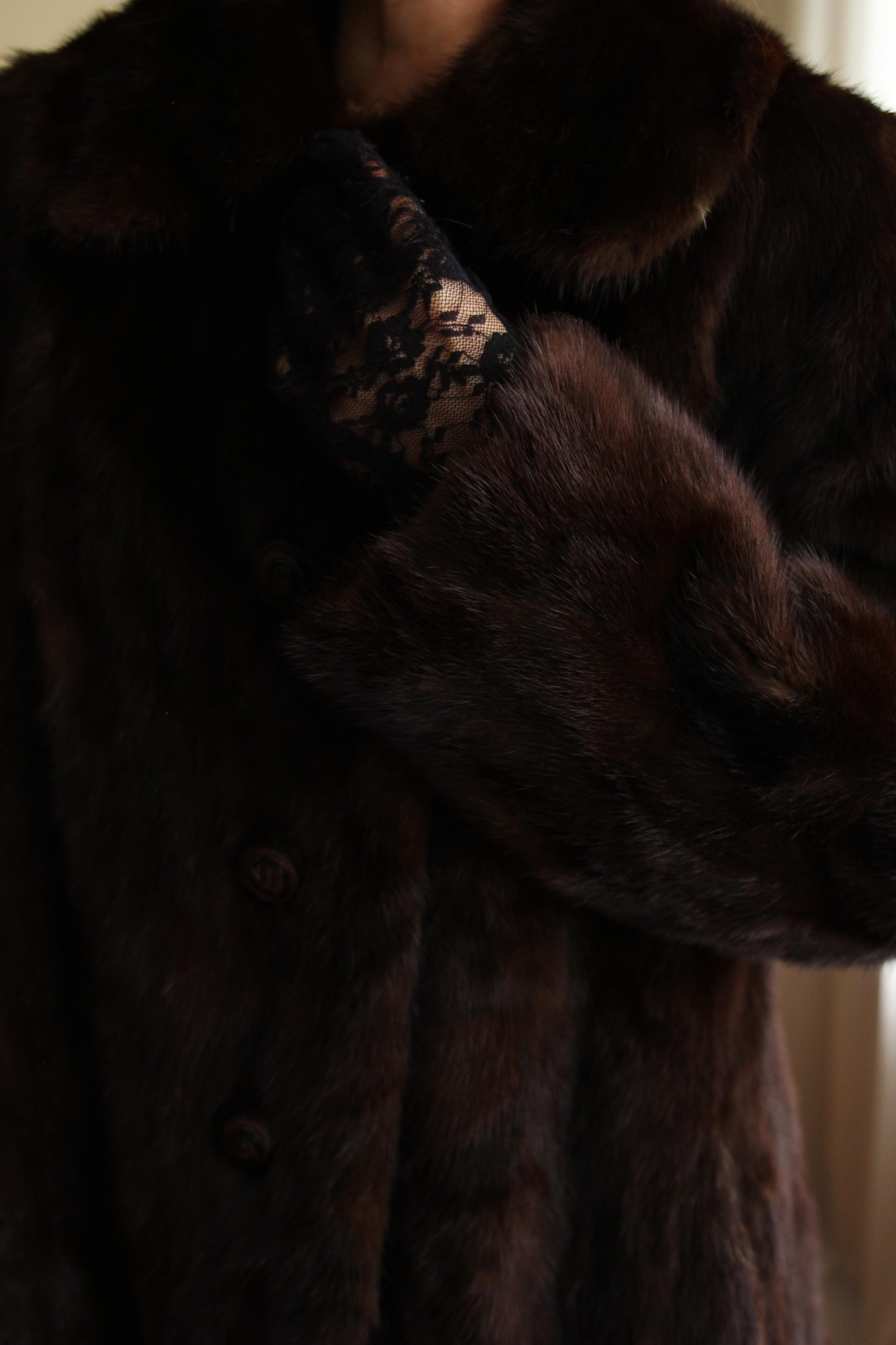 1980s Custom Made Dark Brown Orjinal Mink Real Fur