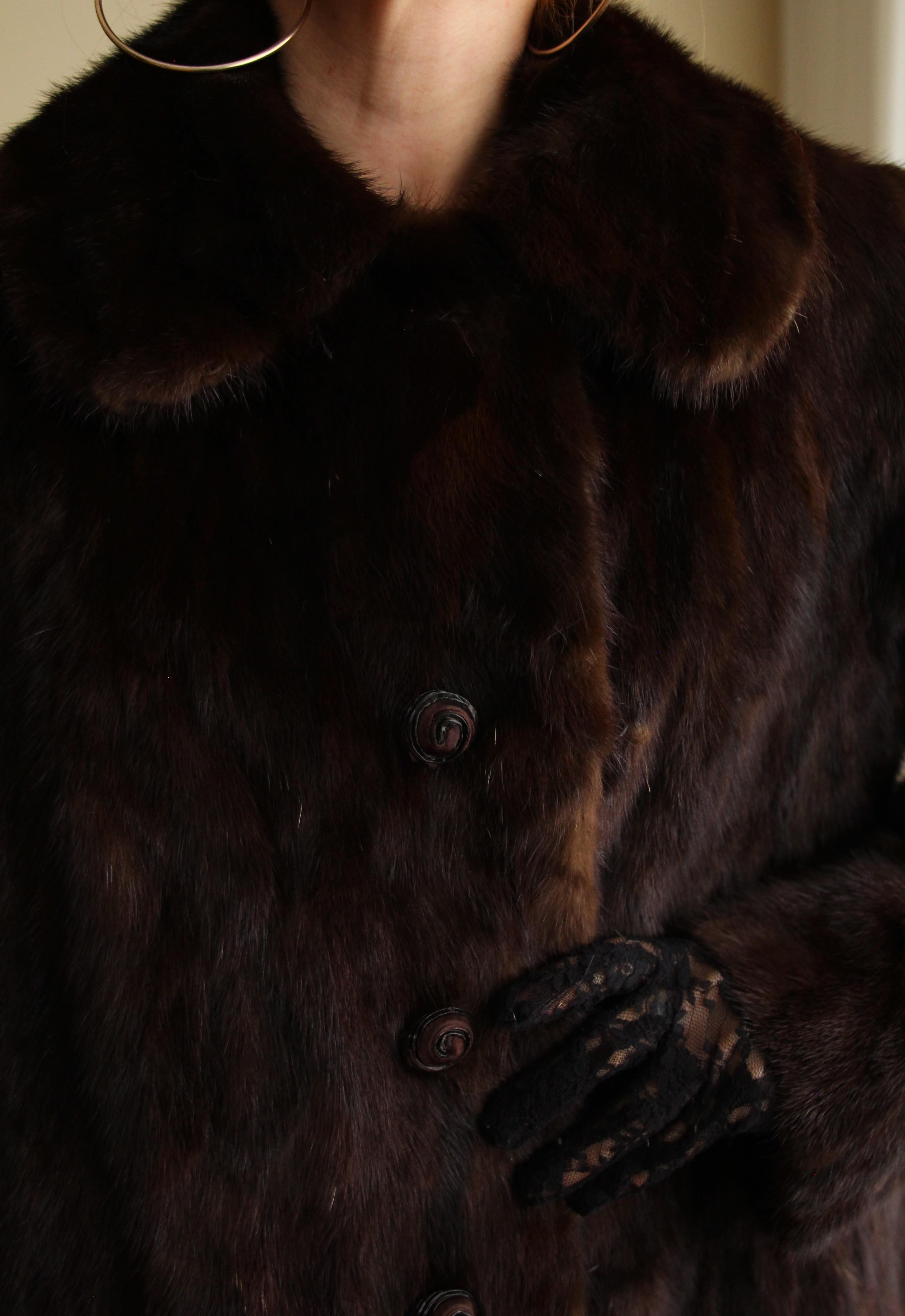 1980s Custom Made Dark Brown Orjinal Mink Real Fur