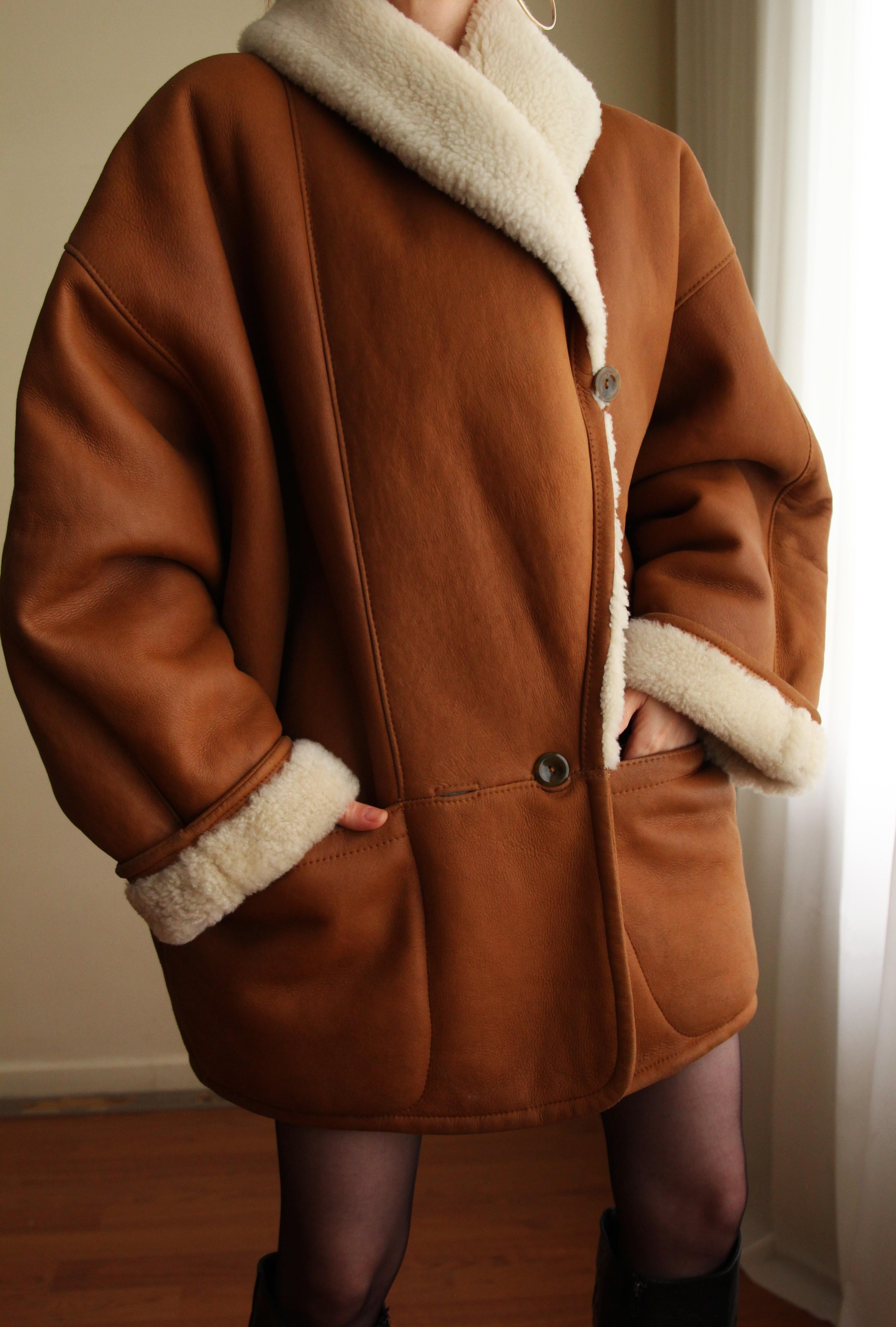 1980s Italian %100 Orjinal Sherling Vintage Nappa Kaban