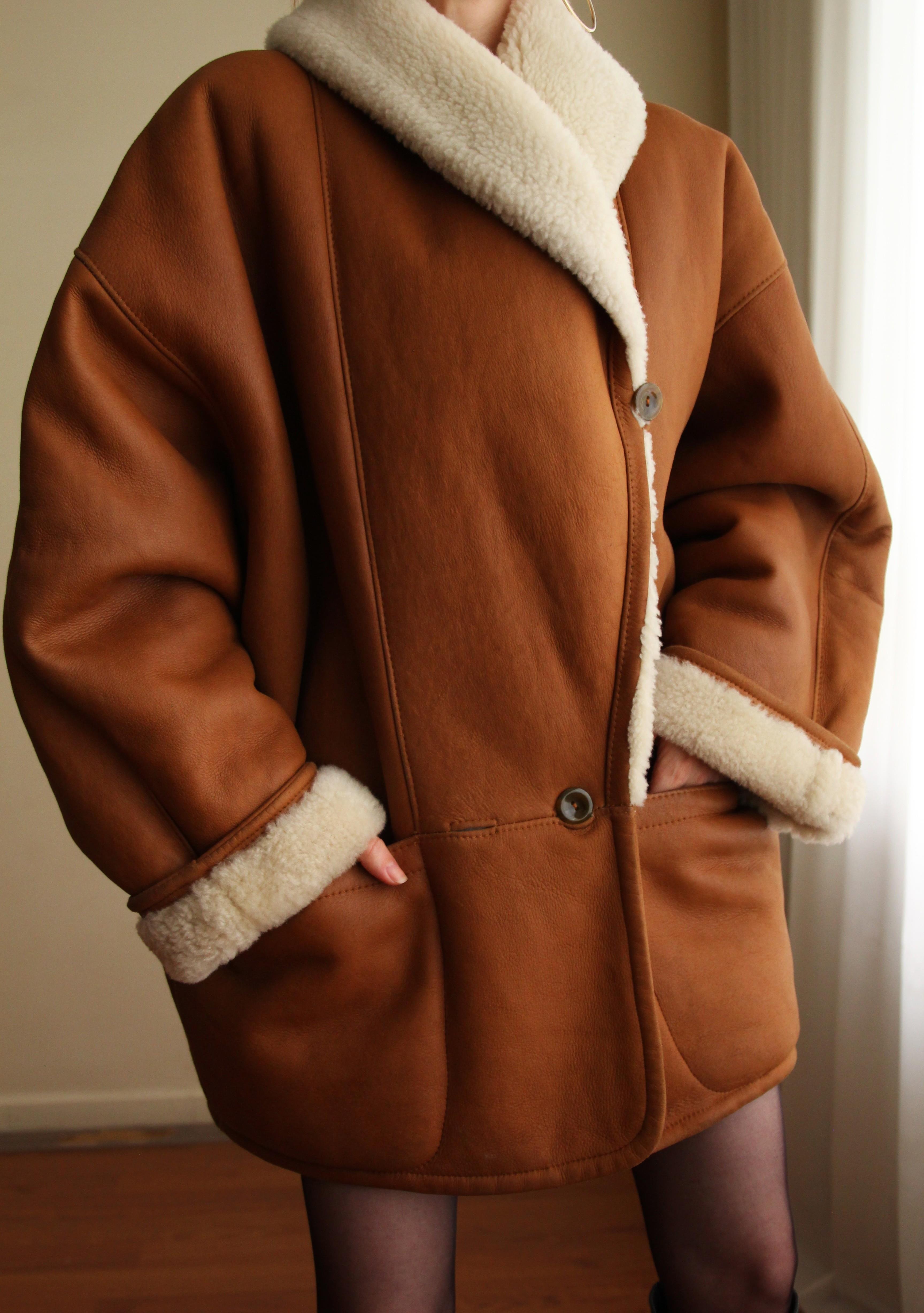 1980s Italian %100 Orjinal Sherling Vintage Nappa Kaban