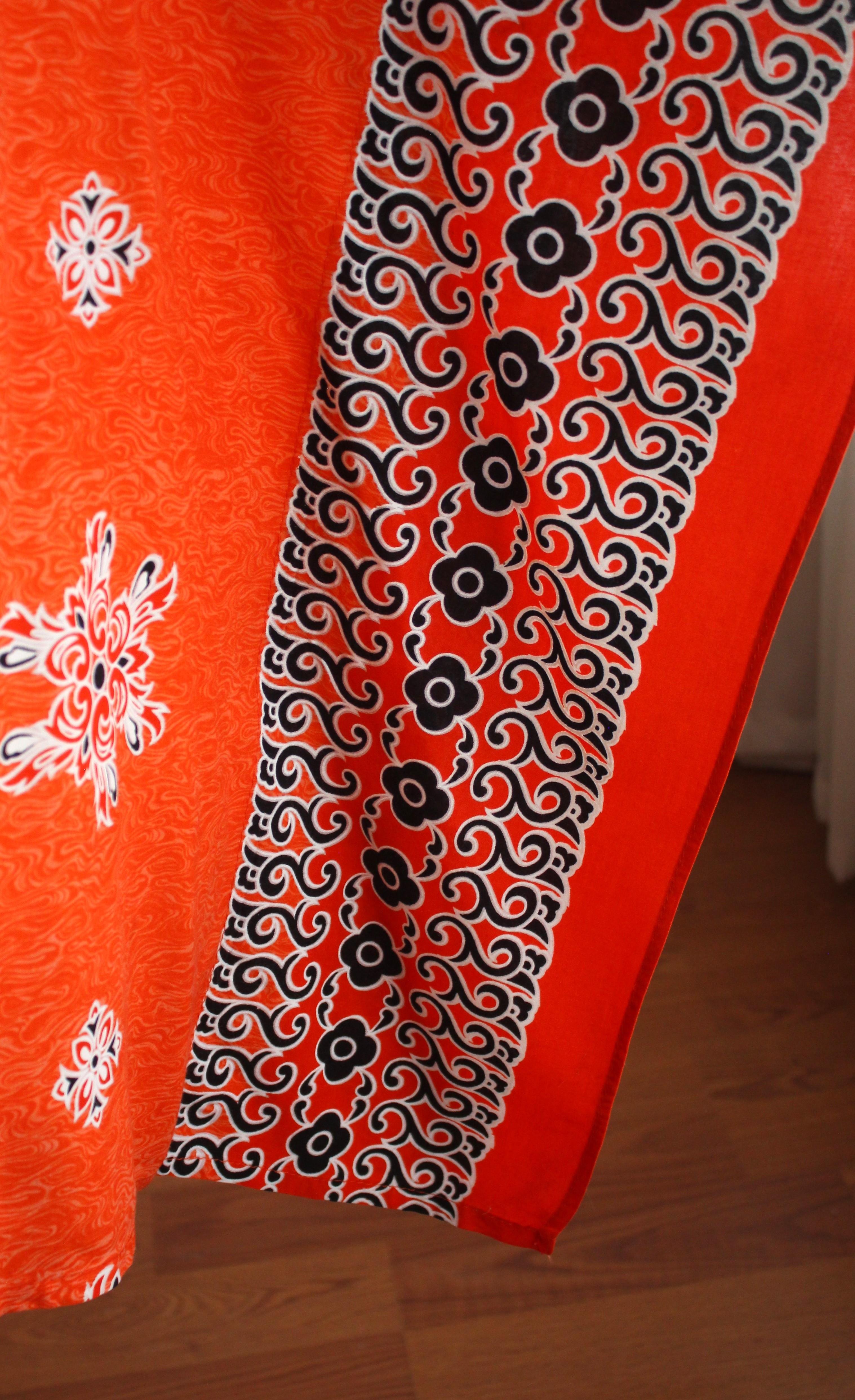 1990s Handmade Viscon Kumaş Tek Parça Hazırlanmış Vintage Panço Üst