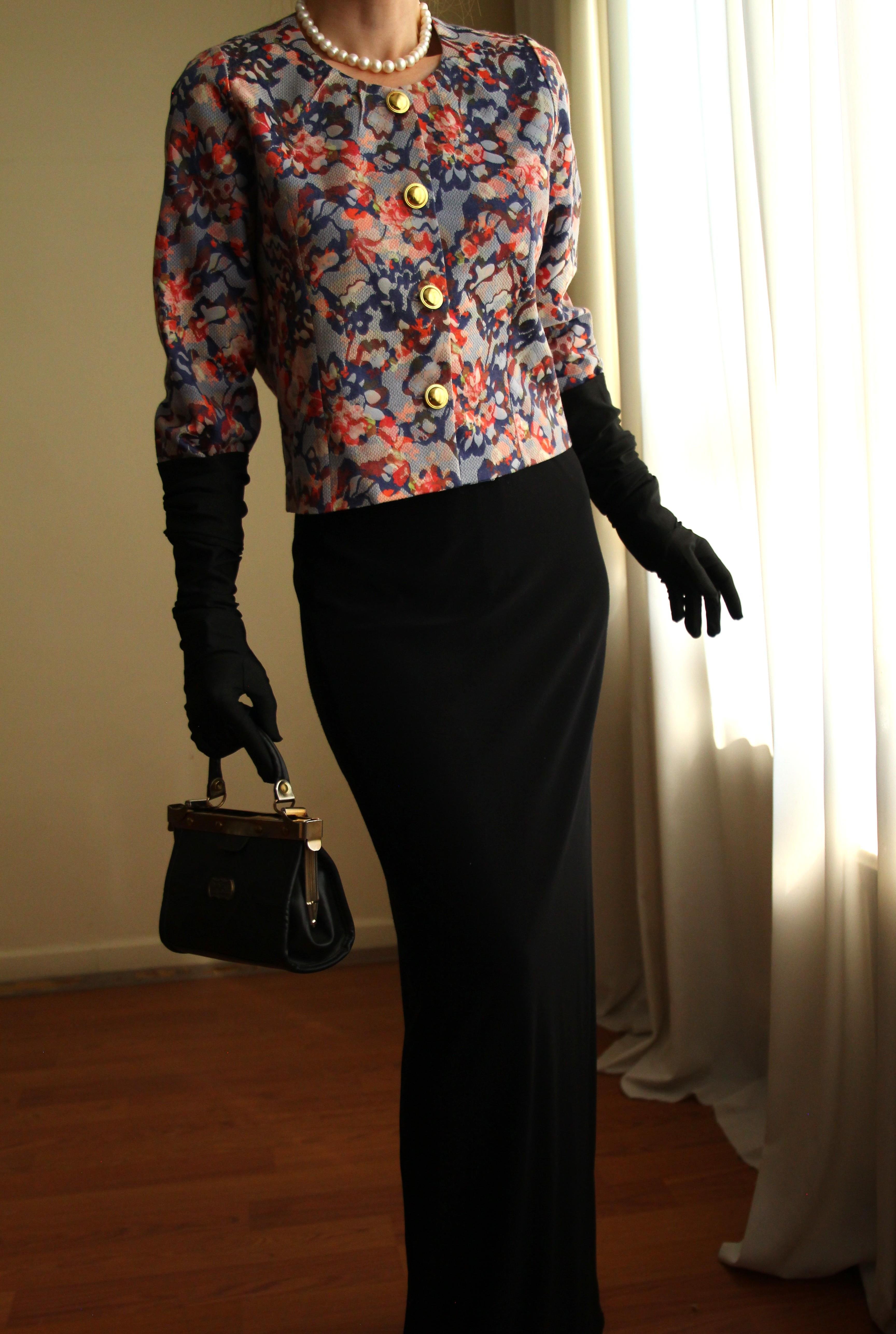 19th Century Interpreted Design Barok Printed Crop Ceket