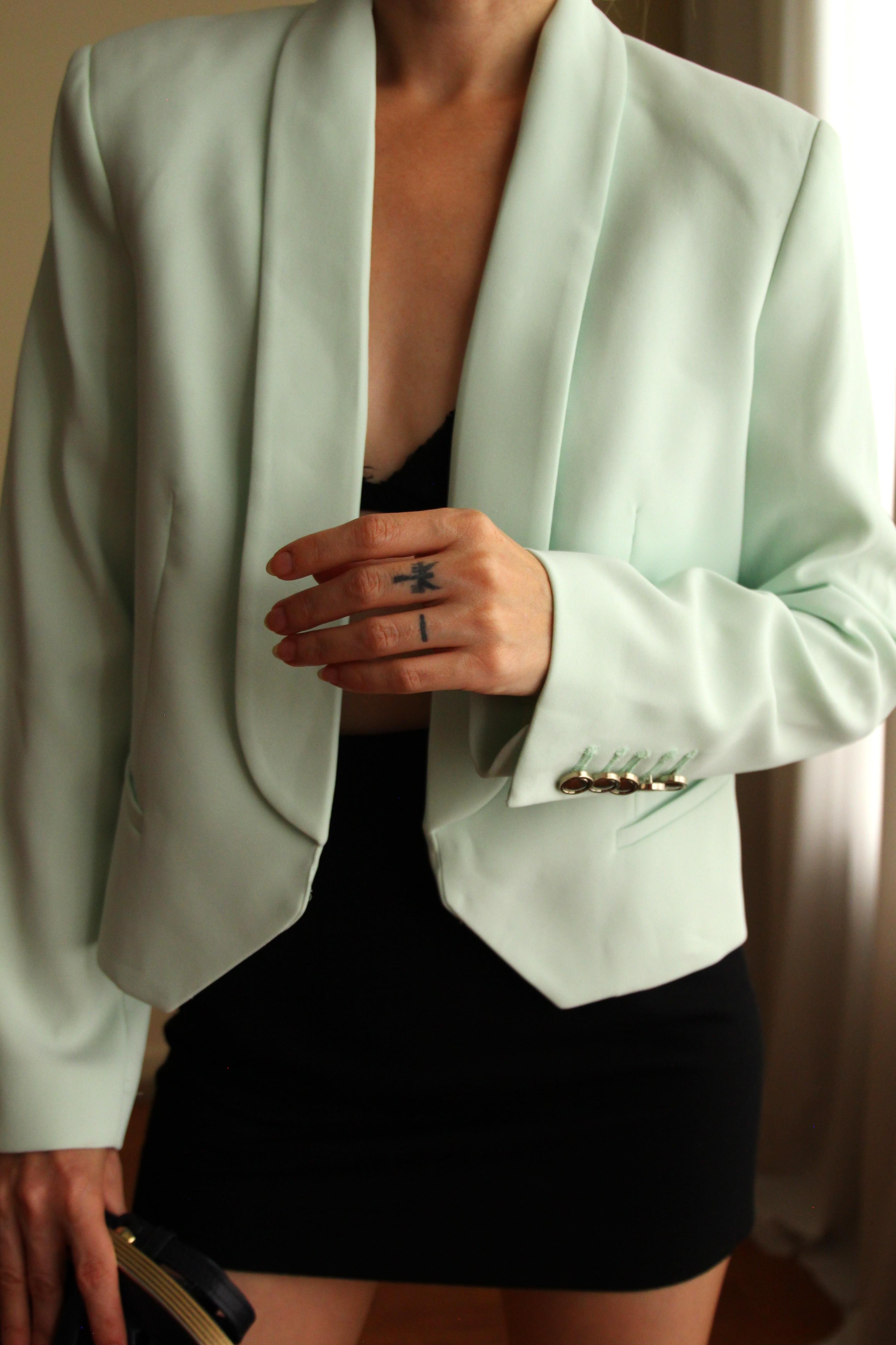 Crop Soft Yeşil Blazer
