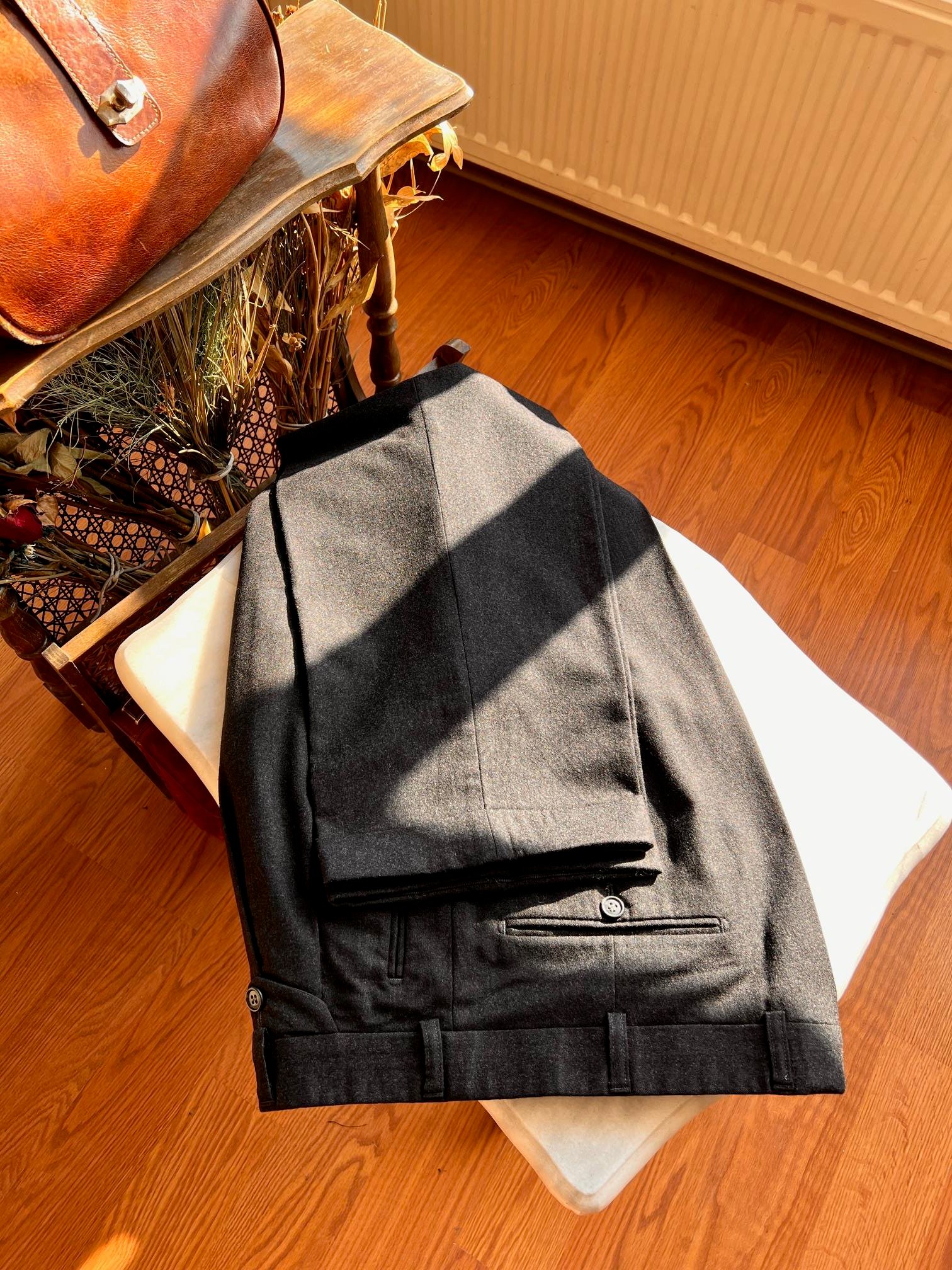 Mannefeld Modell Münster %100 Saf Yün Classical Pilili Kırçıllı Vintage Pantolon