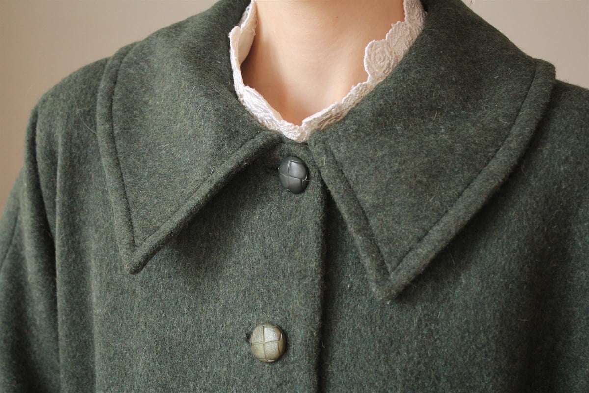 Tailored Haki Vintage Yün Panço