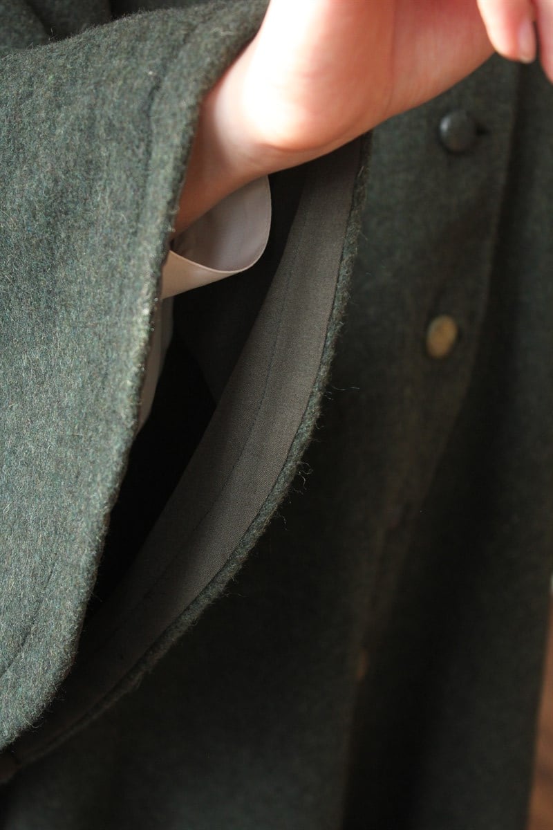 Tailored Haki Vintage Yün Panço