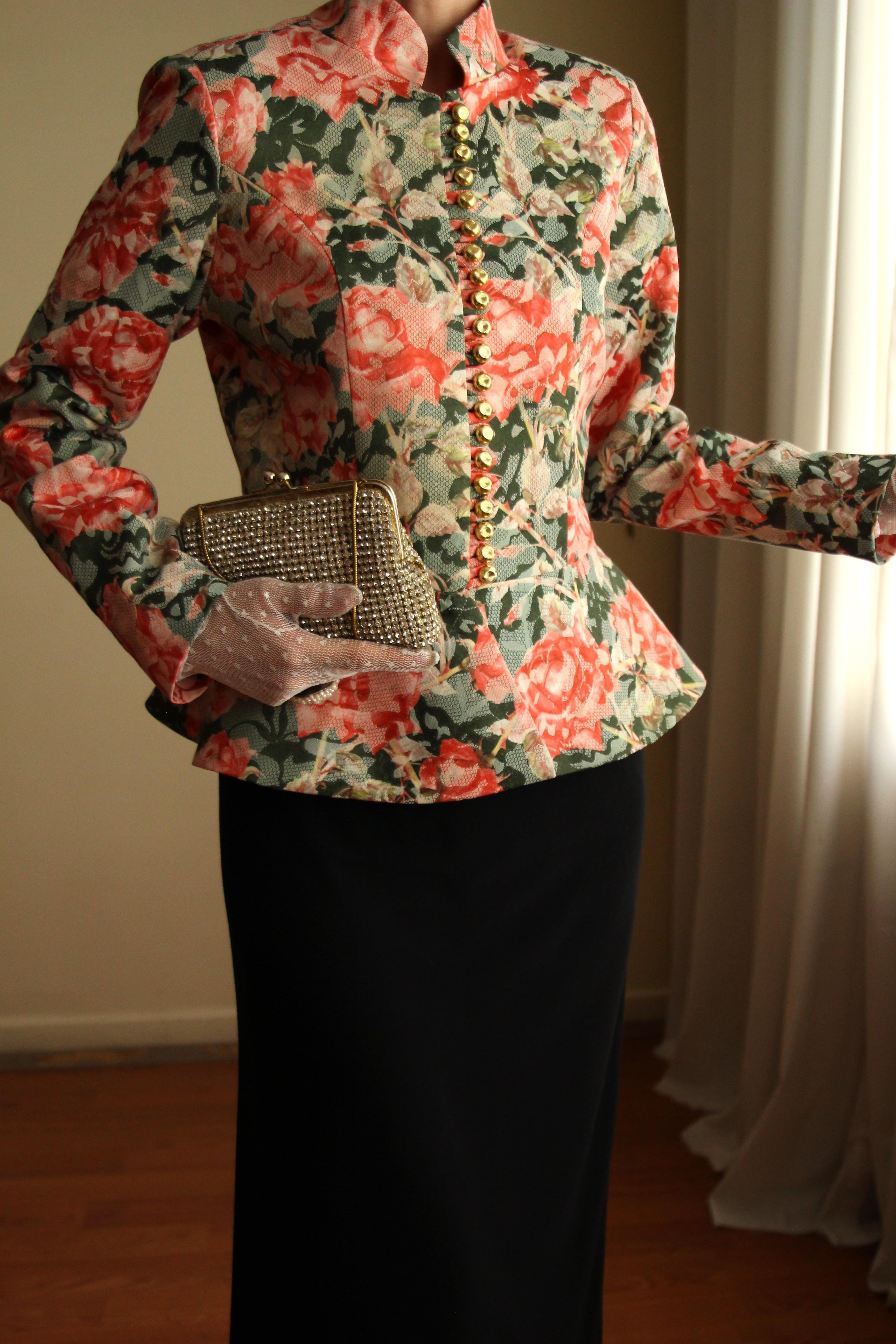 Victorian 19th Century Interpreted Design Volanlı Printed Ceket