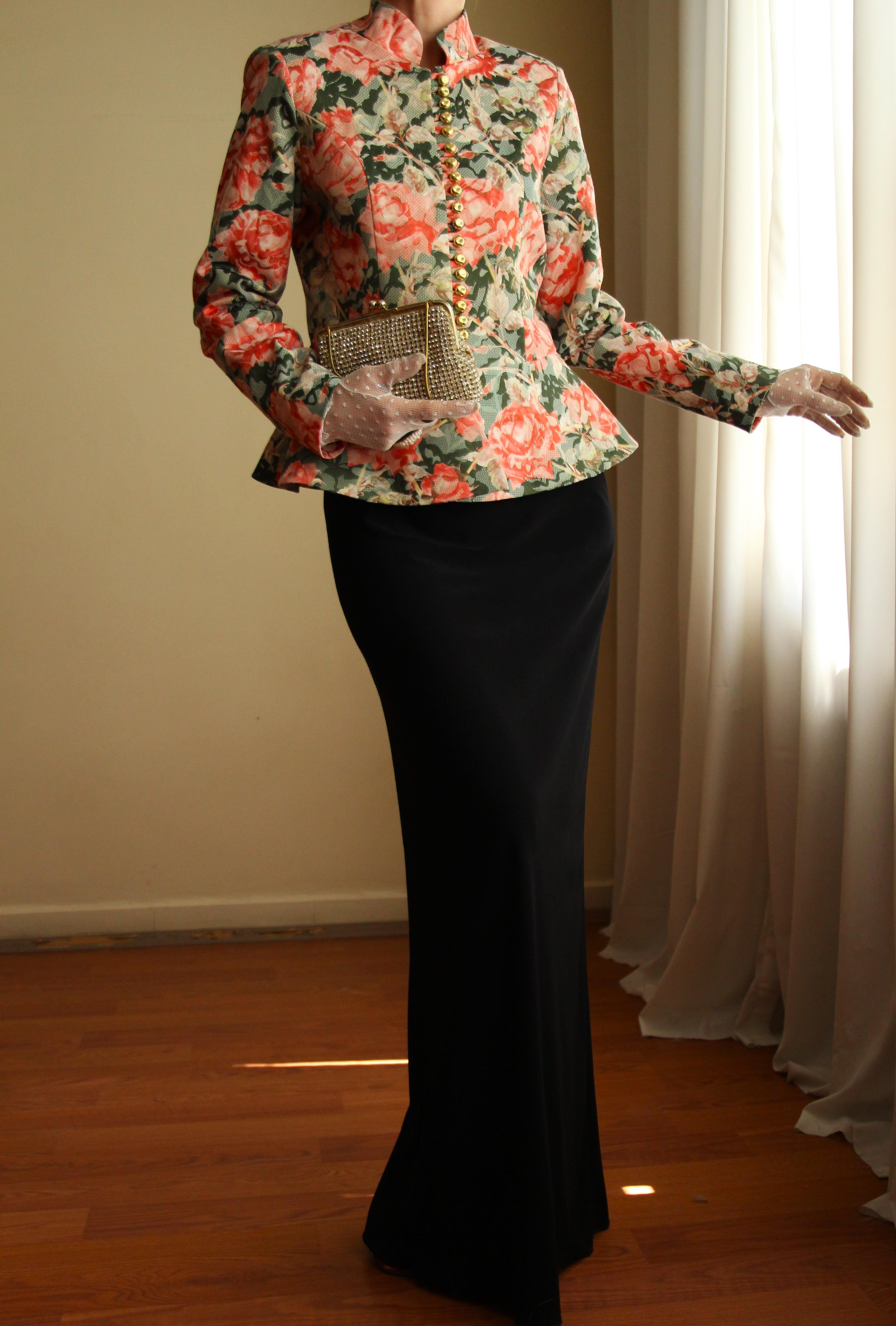Victorian 19th Century Interpreted Design Volanlı Printed Ceket