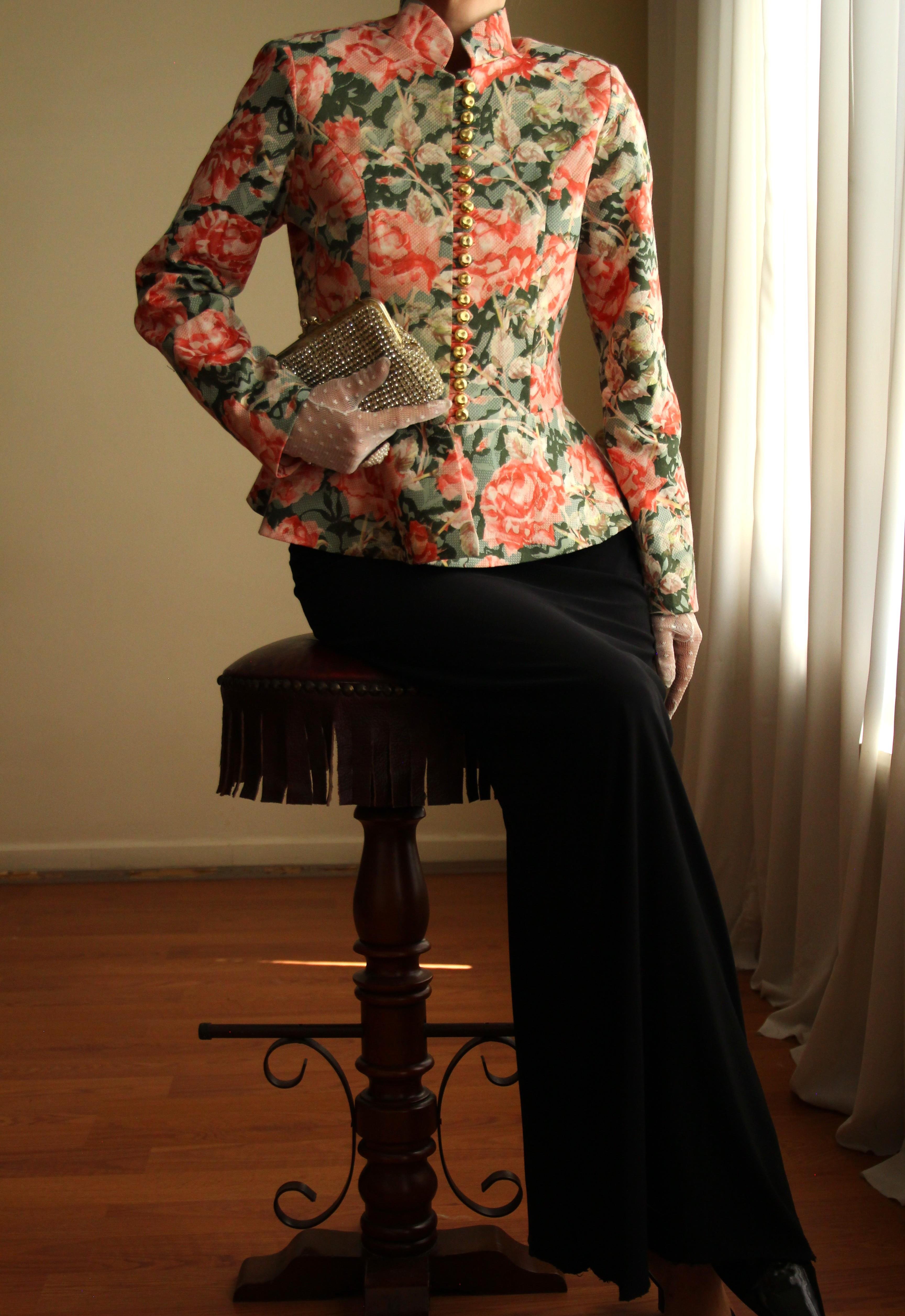 Victorian 19th Century Interpreted Design Volanlı Printed Ceket