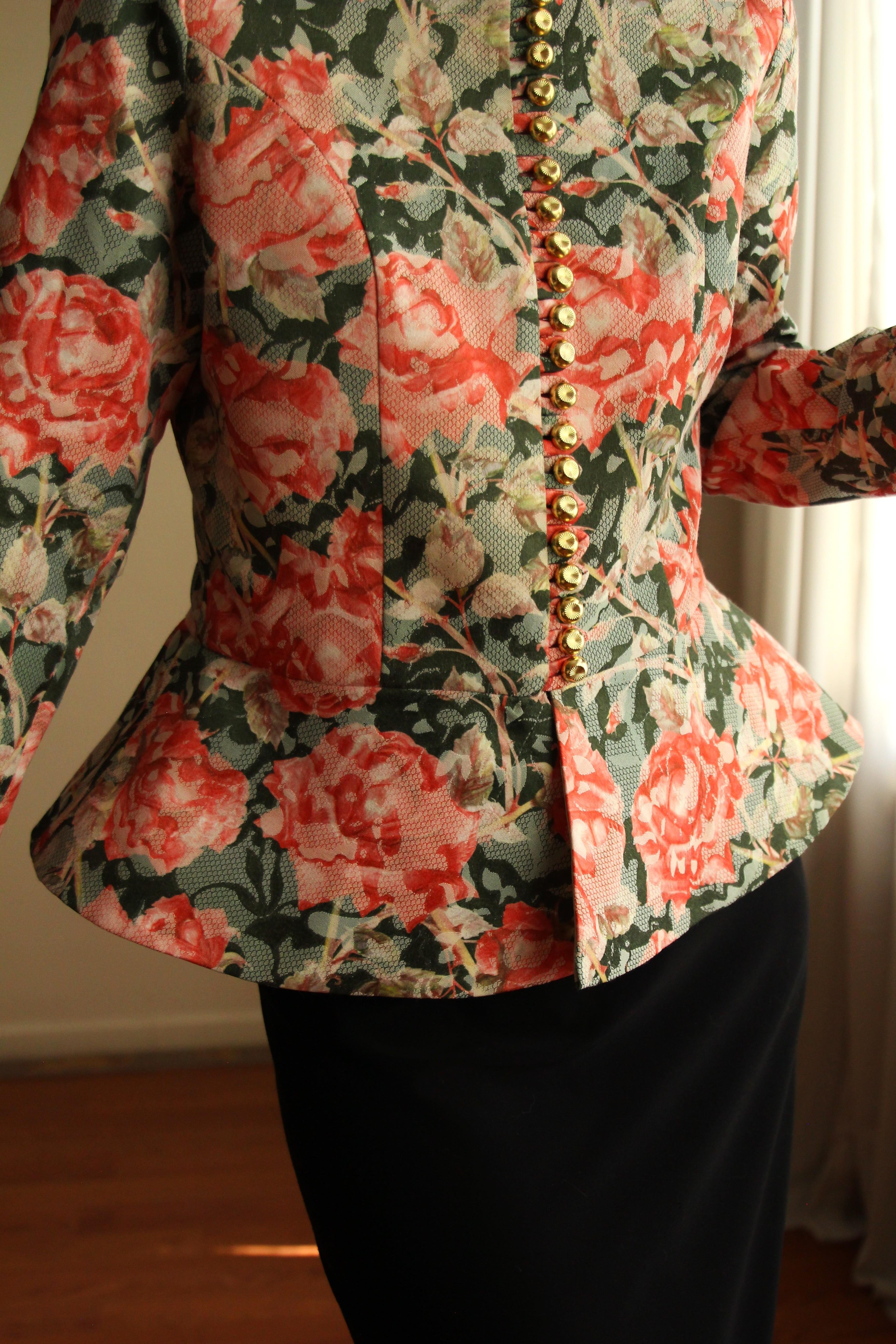 Victorian 19th Century Interpreted Design Volanlı Printed Ceket