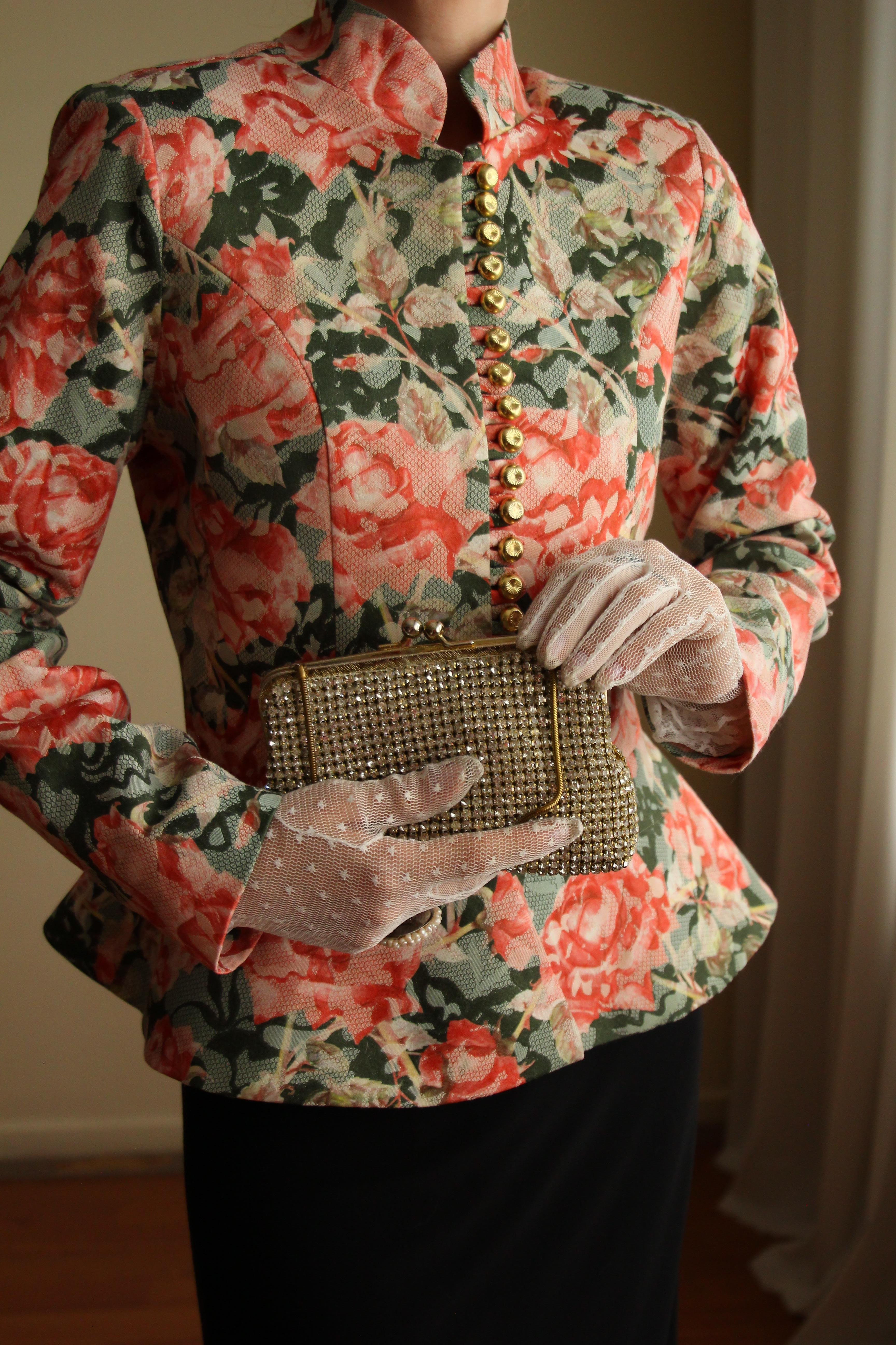 Victorian 19th Century Interpreted Design Volanlı Printed Ceket
