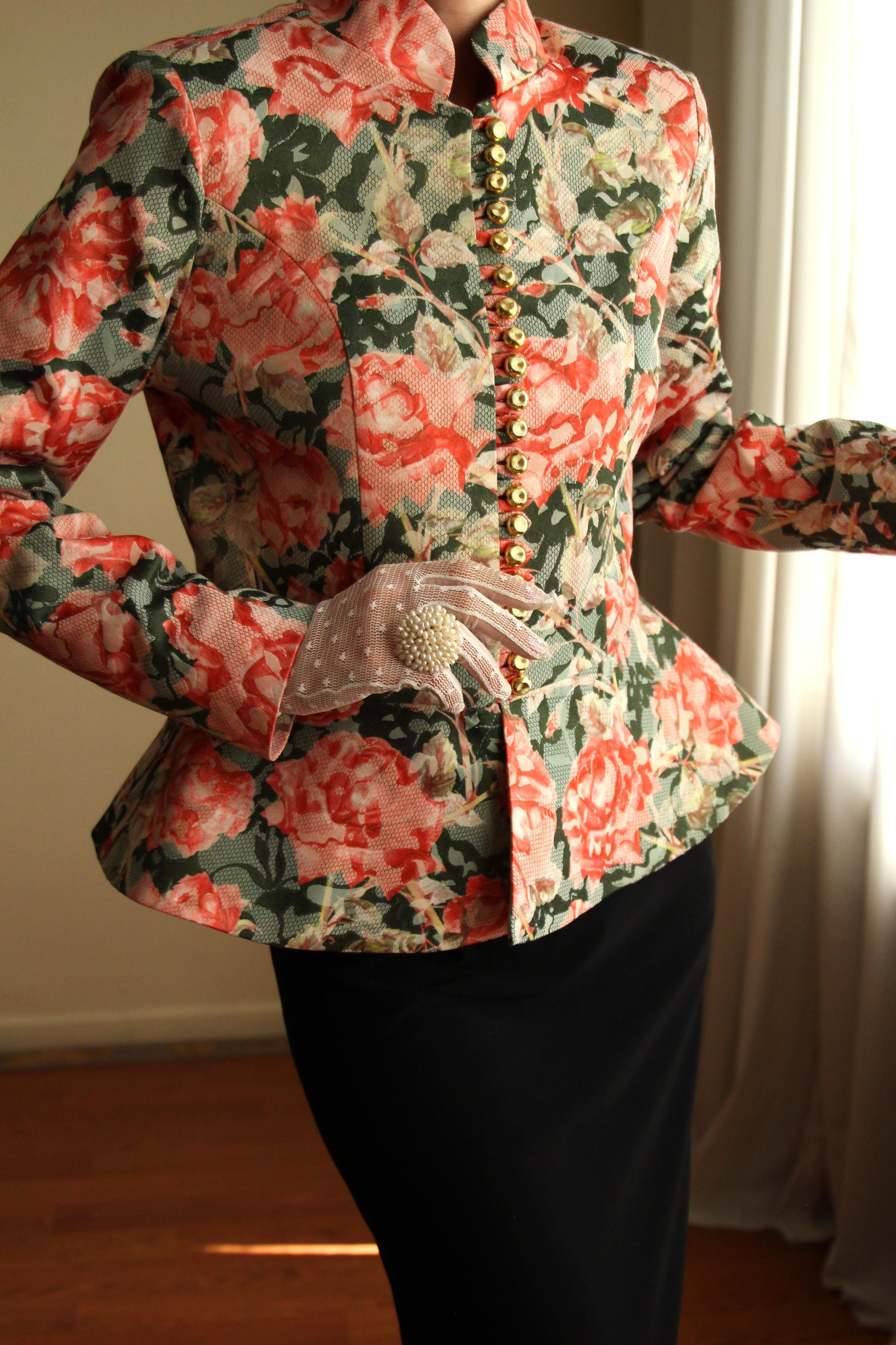Victorian 19th Century Interpreted Design Volanlı Printed Ceket