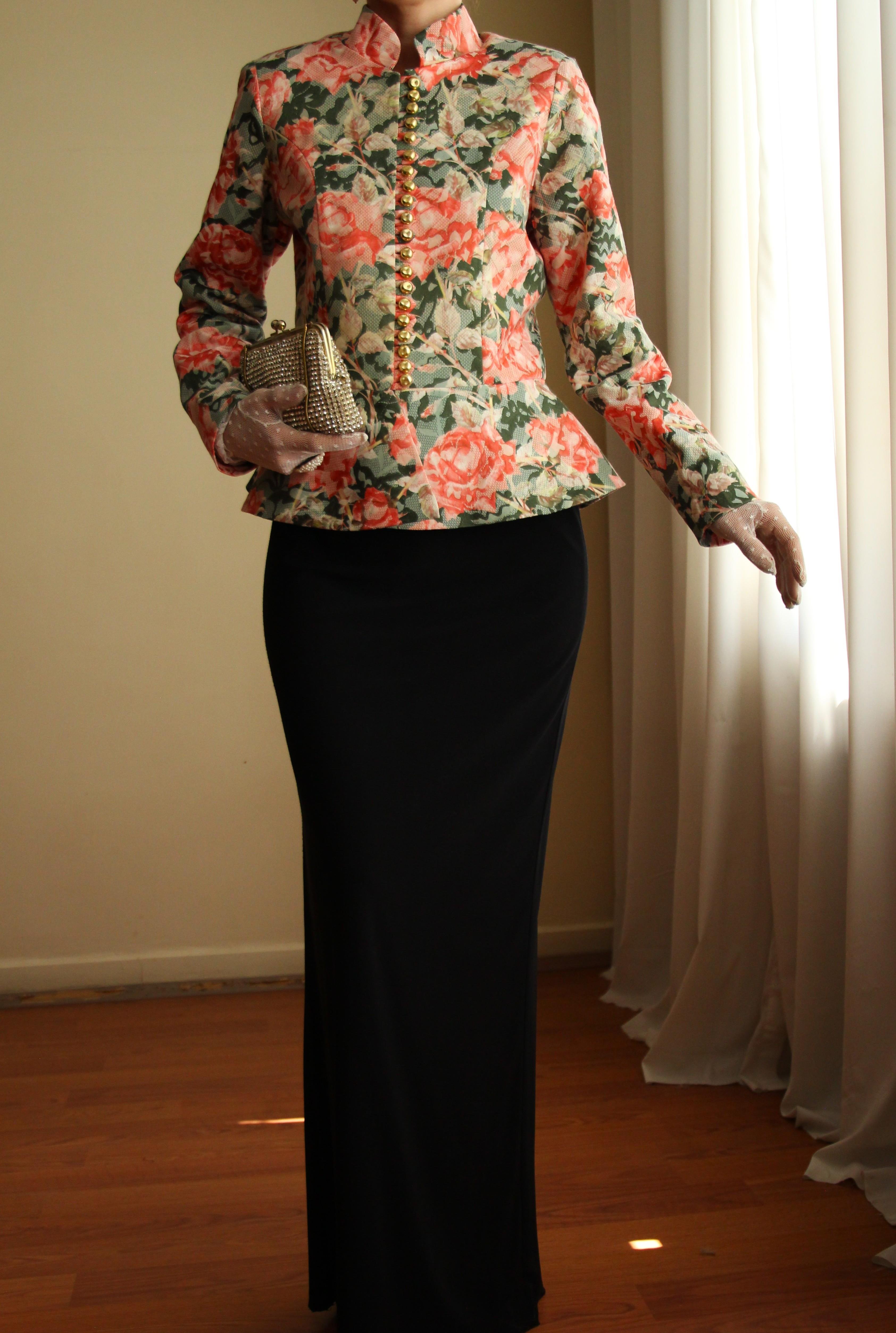 Victorian 19th Century Interpreted Design Volanlı Printed Ceket