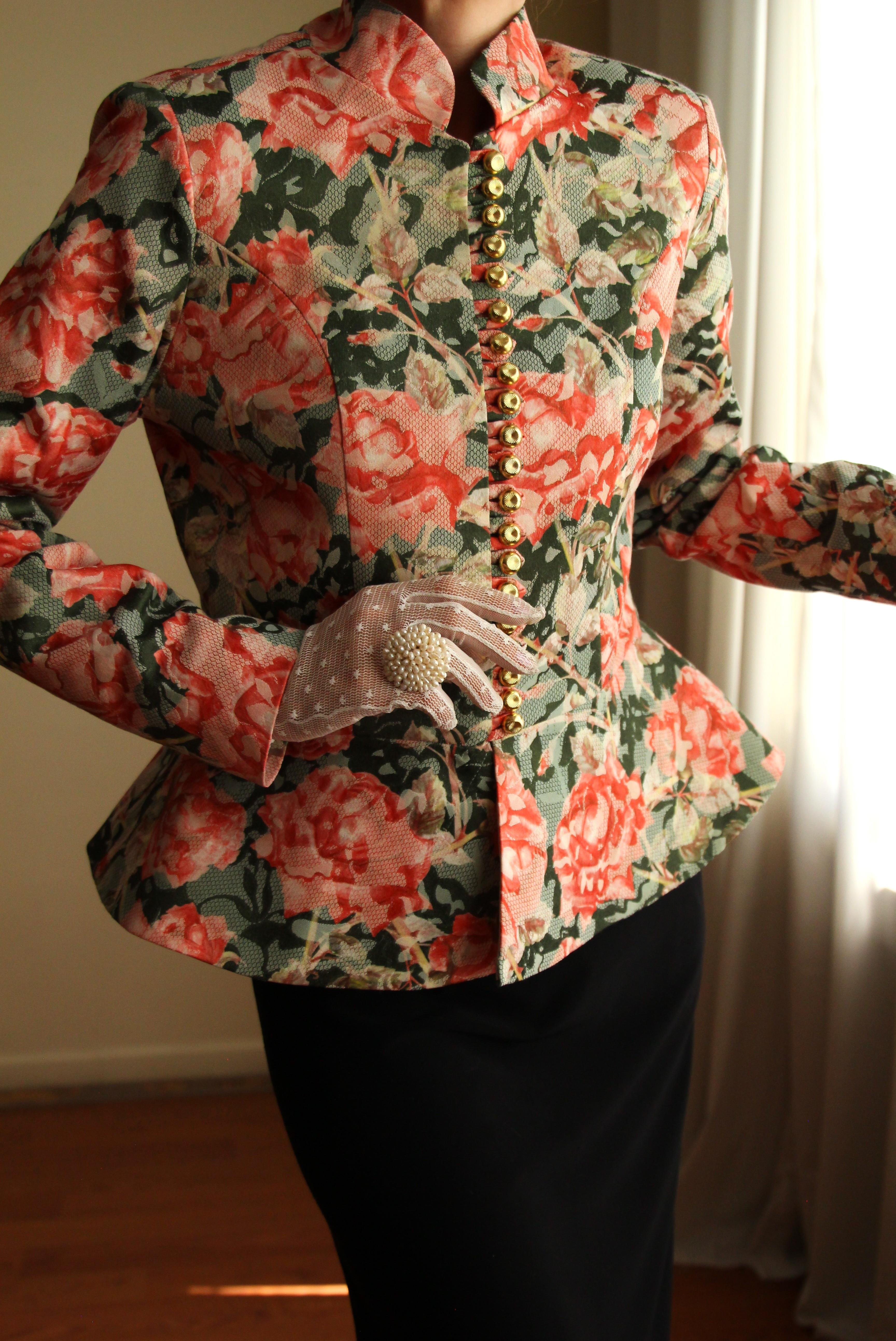 Victorian 19th Century Interpreted Design Volanlı Printed Ceket
