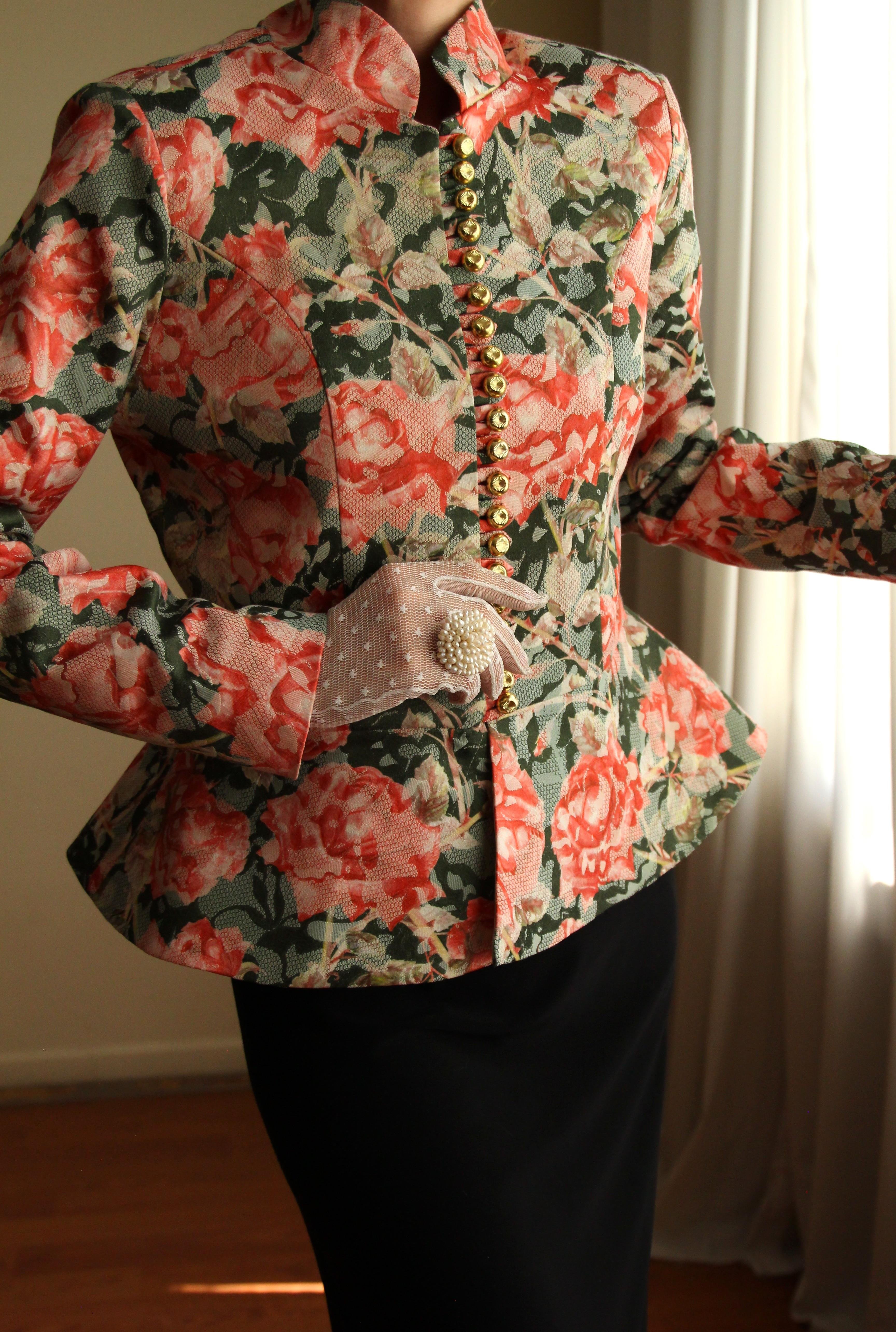 Victorian 19th Century Interpreted Design Volanlı Printed Ceket