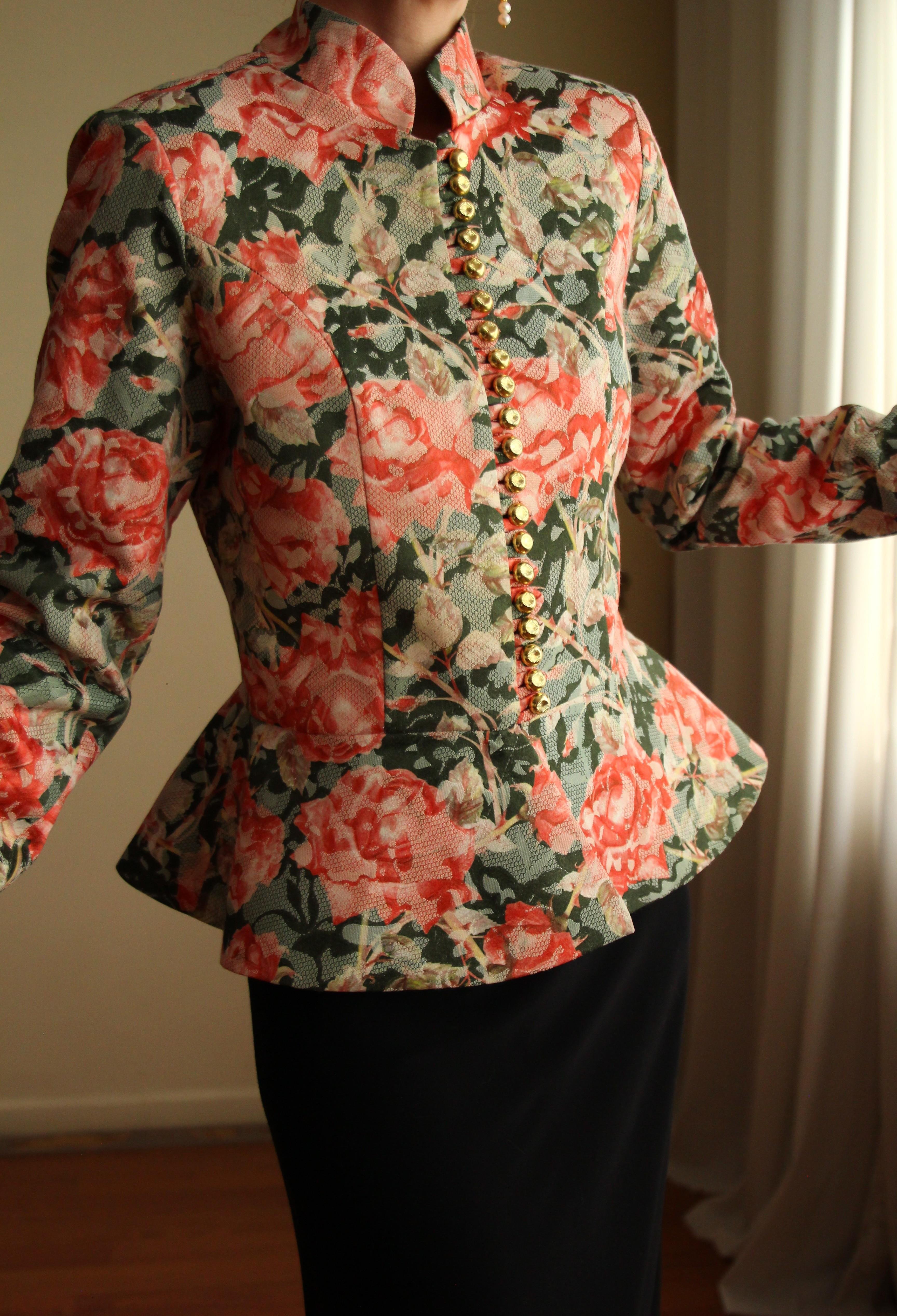 Victorian 19th Century Interpreted Design Volanlı Printed Ceket