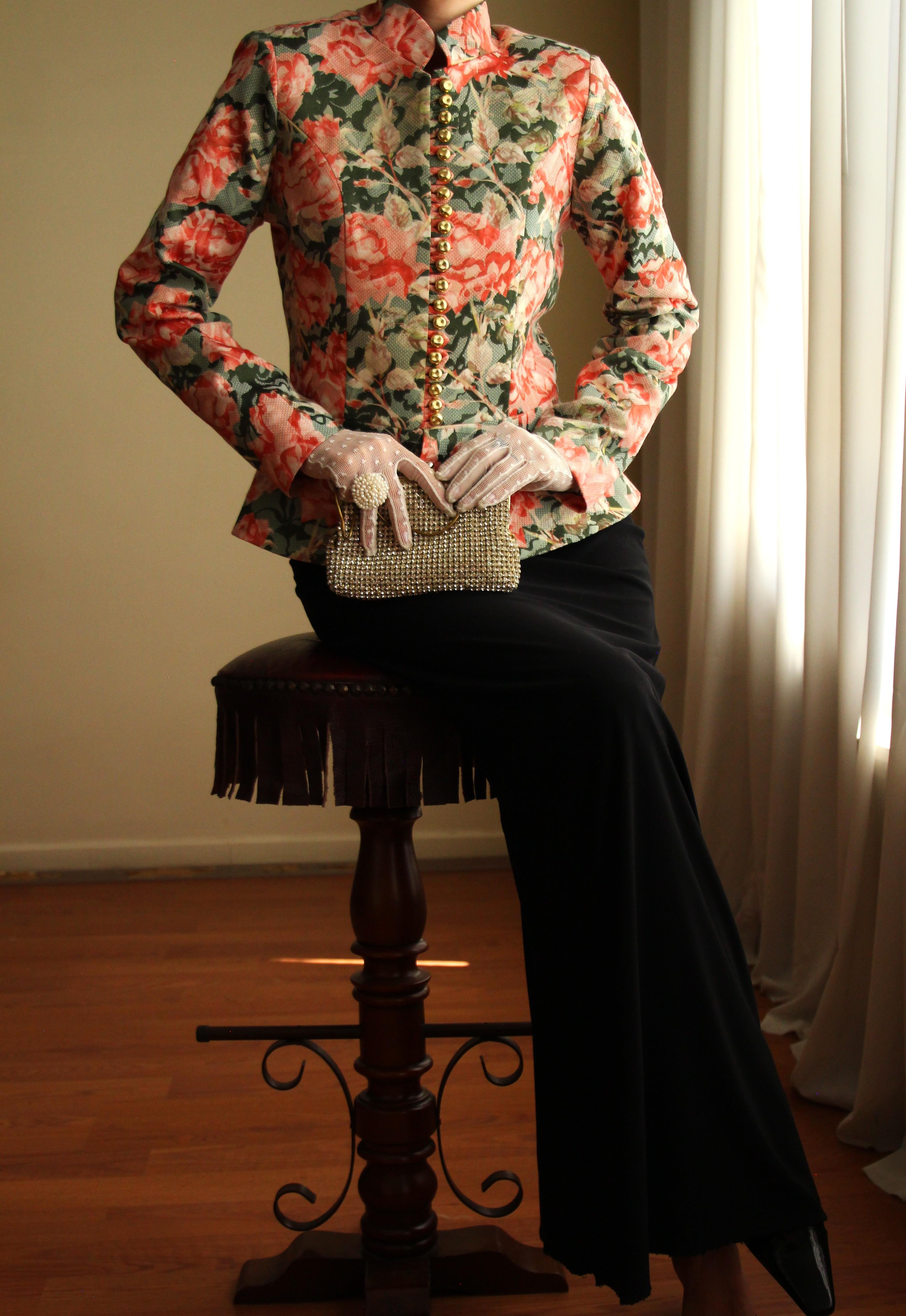 Victorian 19th Century Interpreted Design Volanlı Printed Ceket