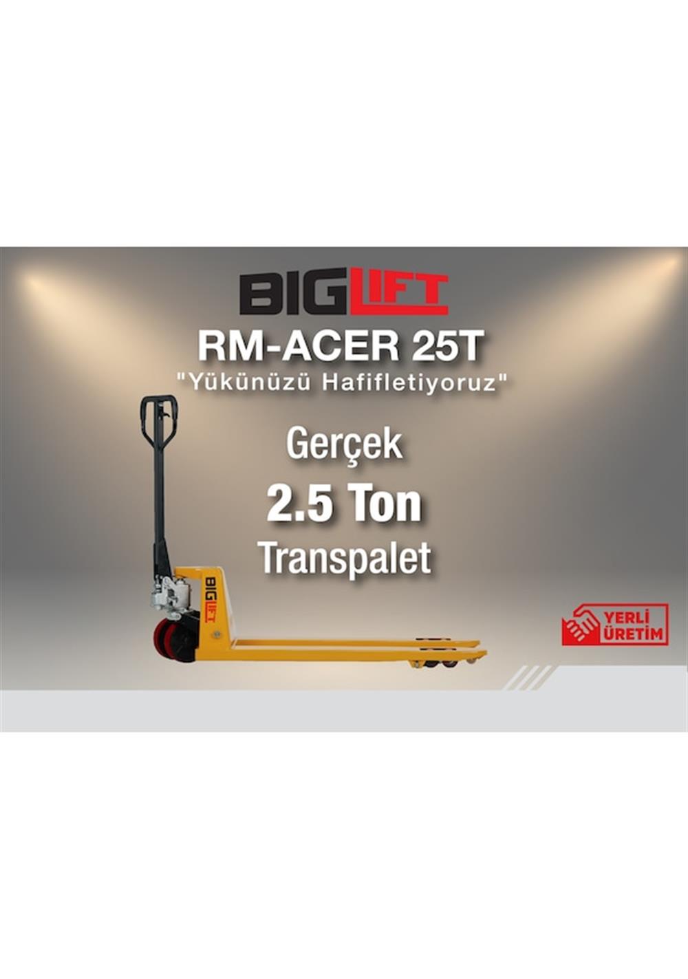 BigliftMekanik El Aletleri Biglift Acer25T 2.5 Ton Kırmızı Teker Transpalet