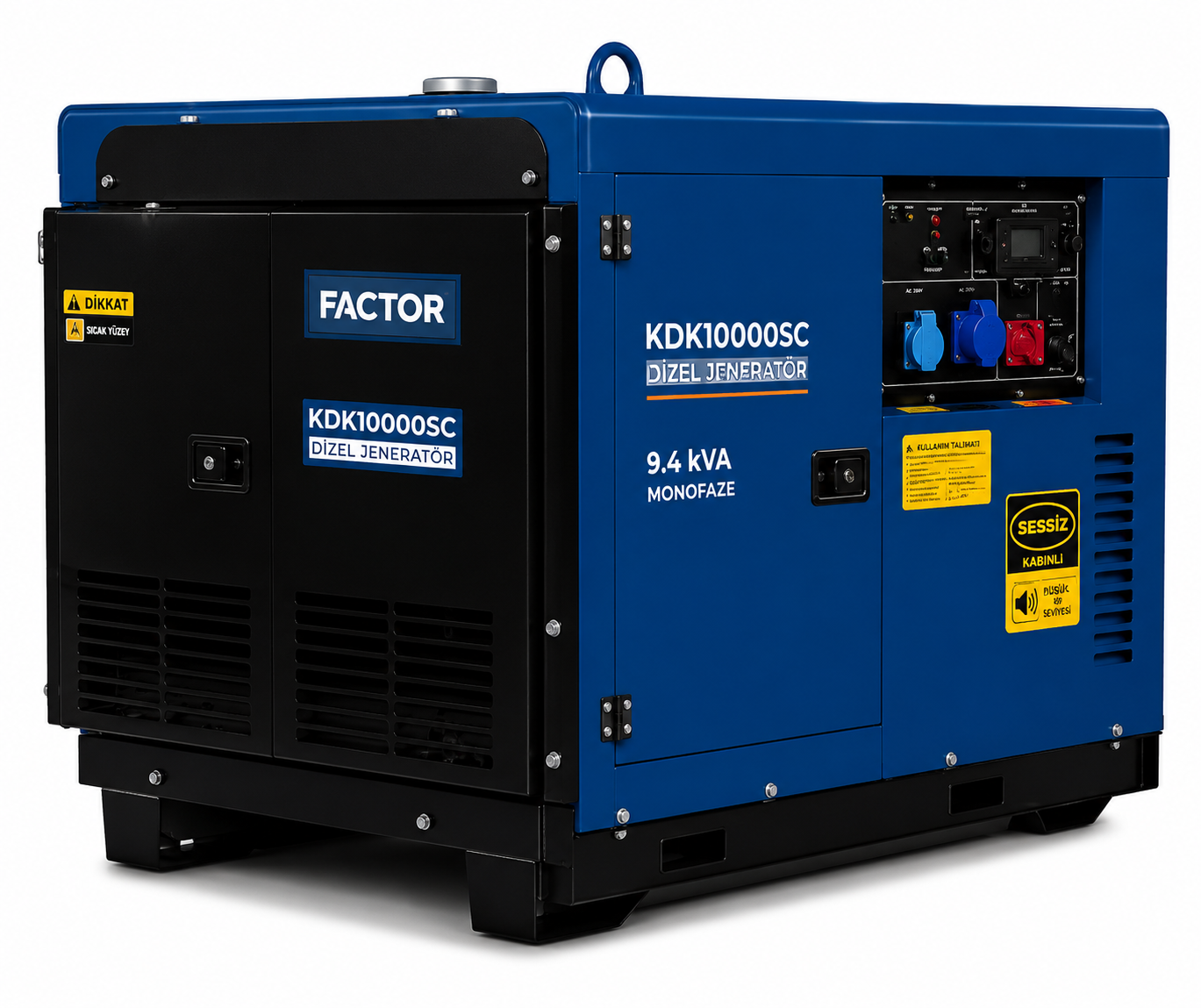 Factor KDK10000SC 9.4 kVA Kabinli Dizel Jeneratör Monofaze | Blok Yapı Market